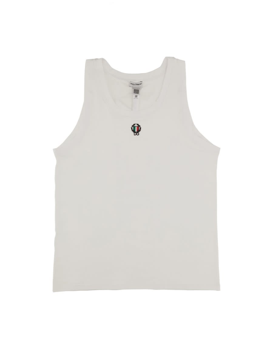 Shop Dolce & Gabbana Cotton Tank Top In White