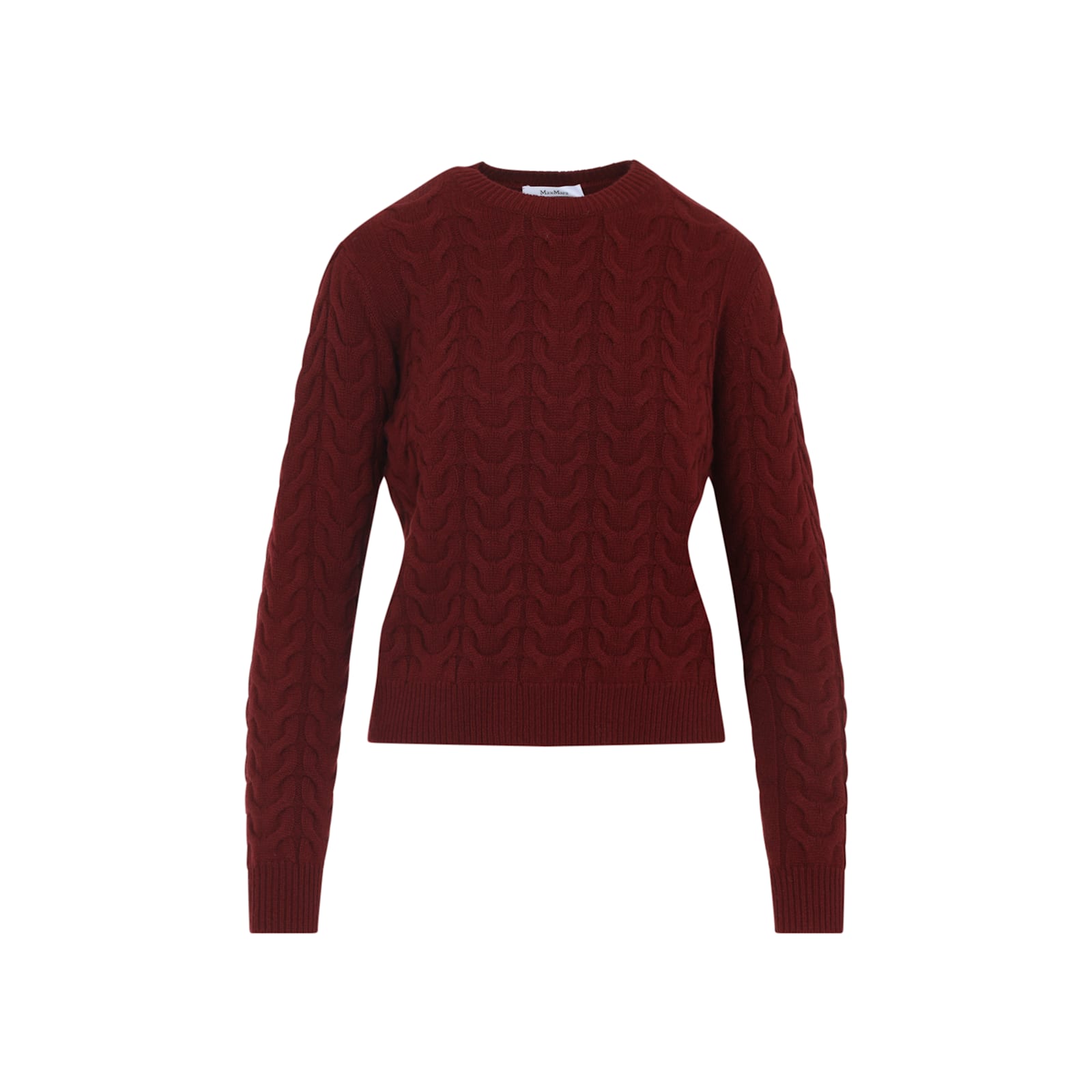 Max Mara Cable Knit Cashmere Sweater In Deep Burgundy In Burgundy