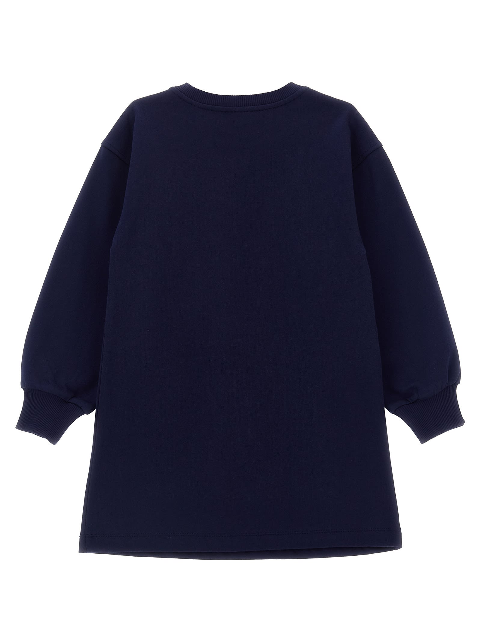 Moschino Teddy-print Cotton Dress In Blue