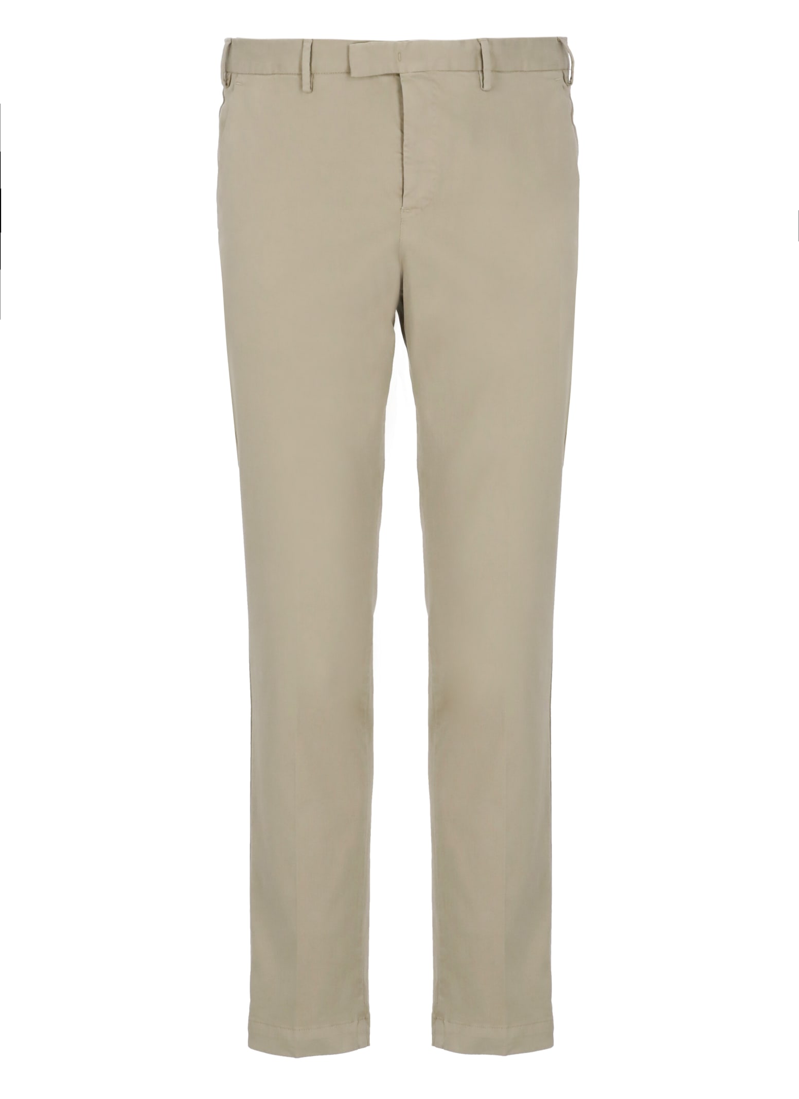 Shop Pt Torino Cotton Trousers In Beige