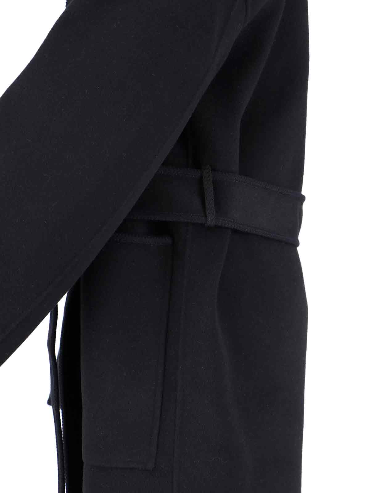 Rohe Black Wool Coat With Shawl Collar In Black