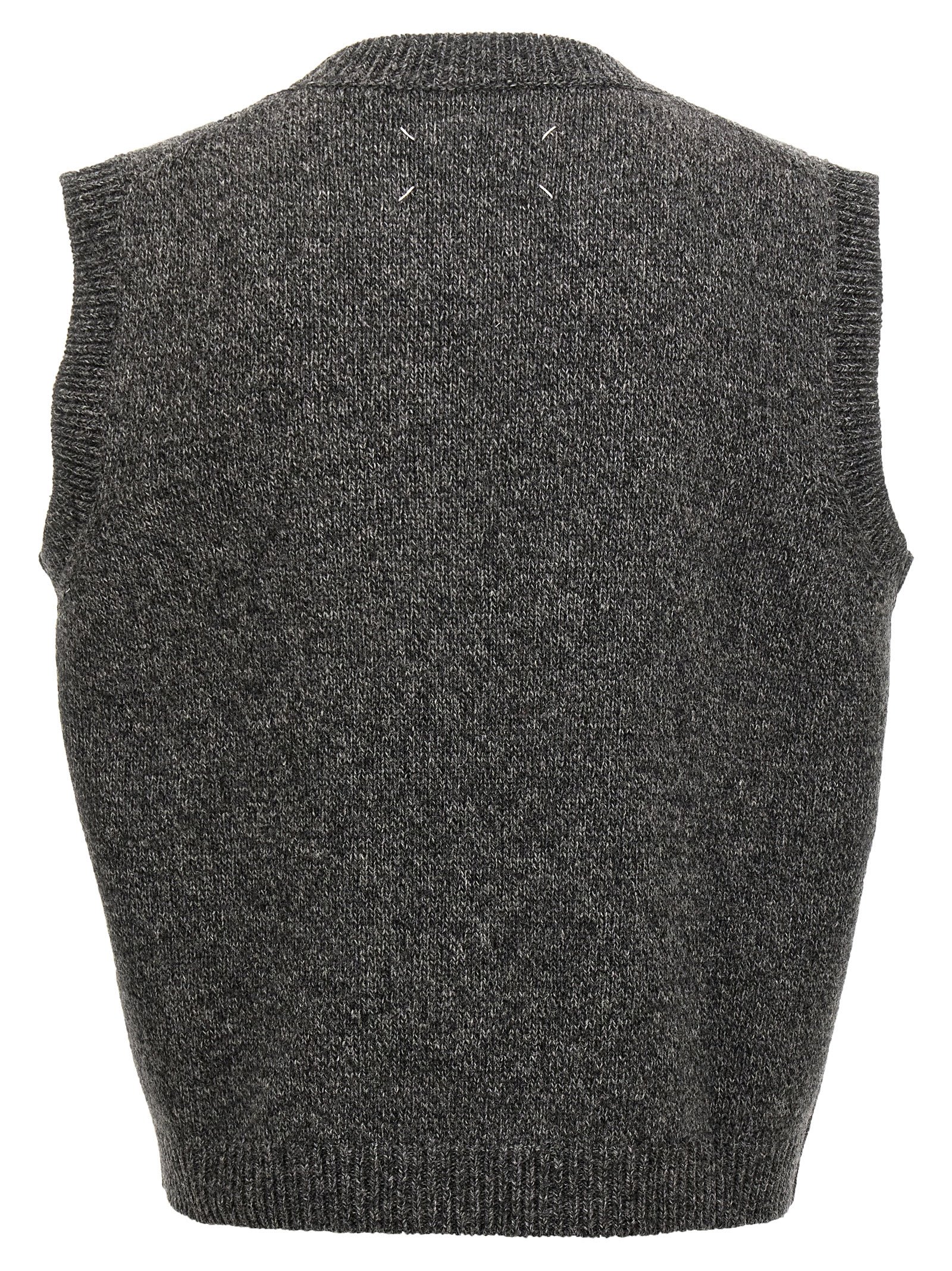 Shop Maison Margiela Wool Vest In Gray