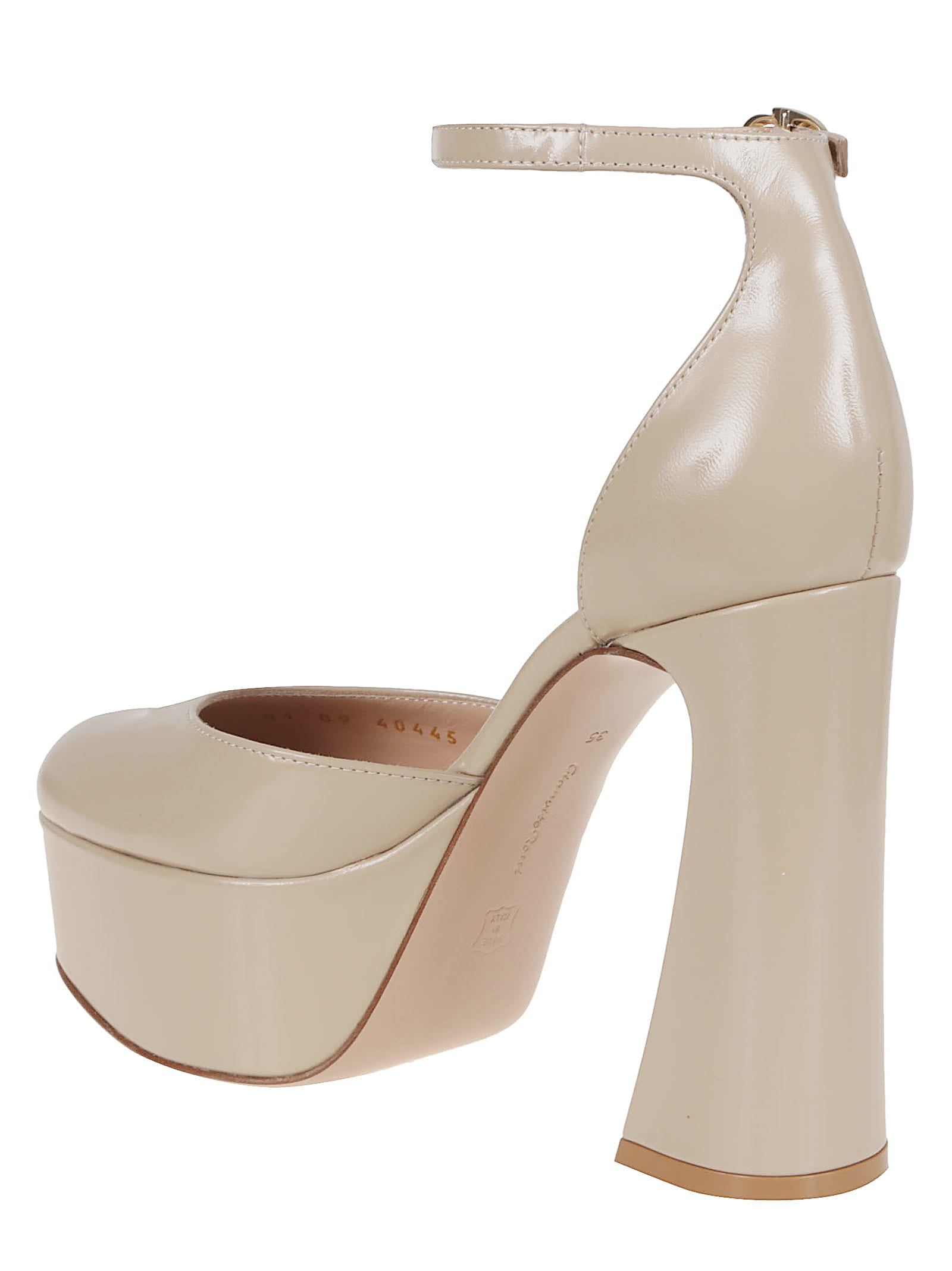 Gianvito Rossi Leather Sandal With Iconic Ribbon Buckle In Sand Sand
