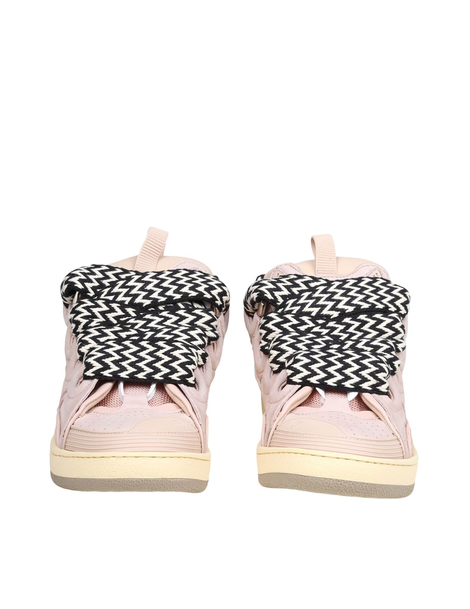 Shop Lanvin Curb Sneakers In White And Pink Leather