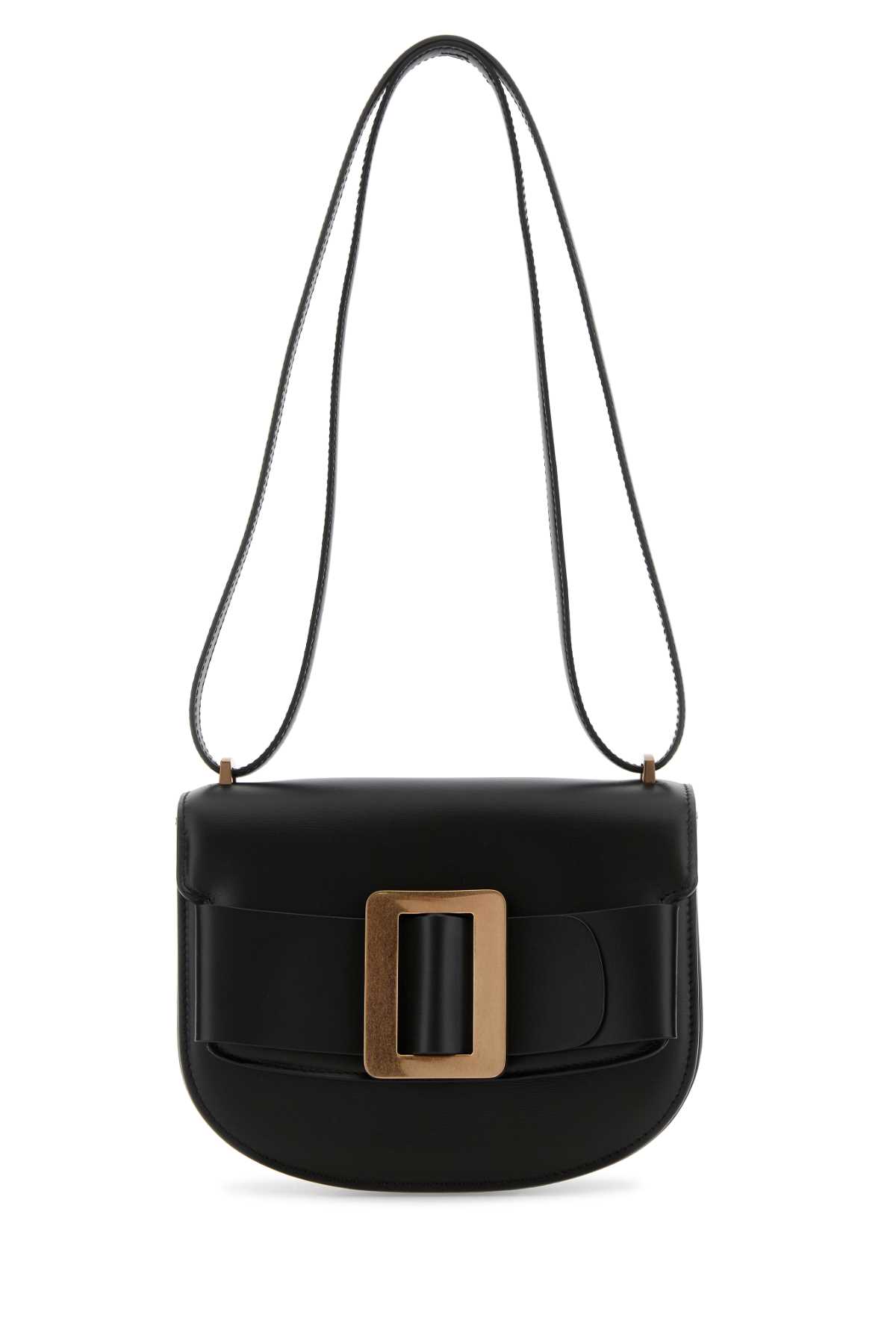Black Leather Buckle Shoulder Bag