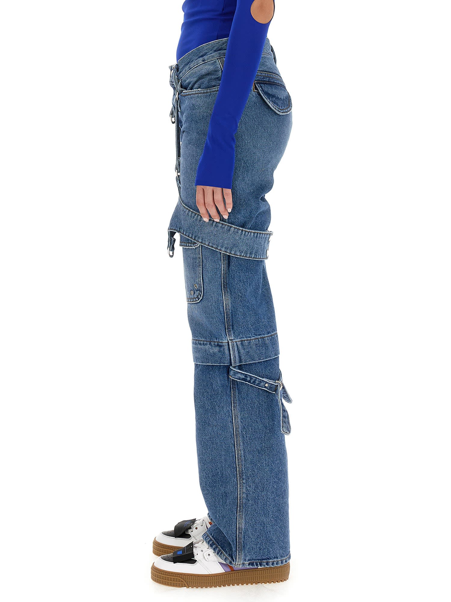Off-white Women Cargo Jeans In Blue