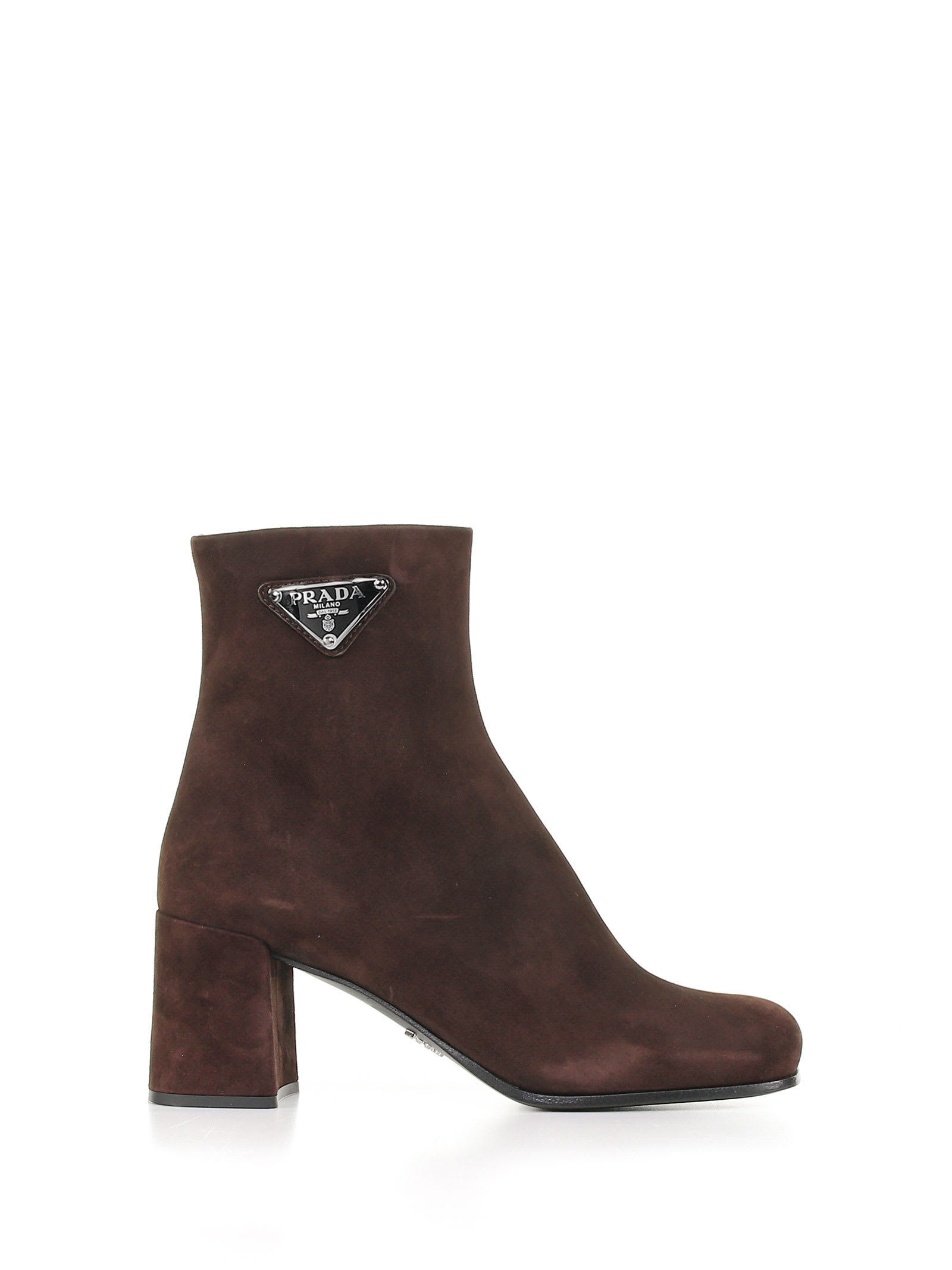 Prada Suede Ankle Boot With Heel