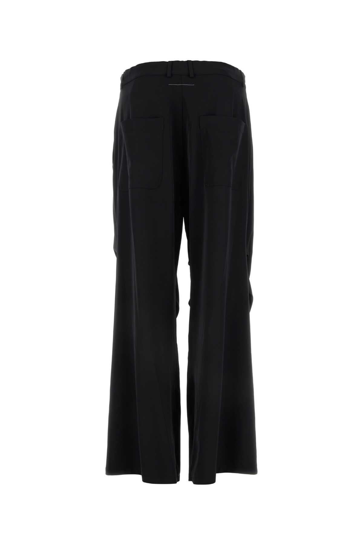 Mm6 Maison Margiela Black Stretch Polyester Wide-leg Pant