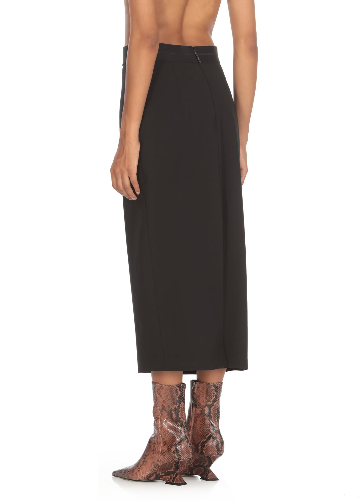 Msgm High-waist Logo-jacquard Midi Skirt In Black