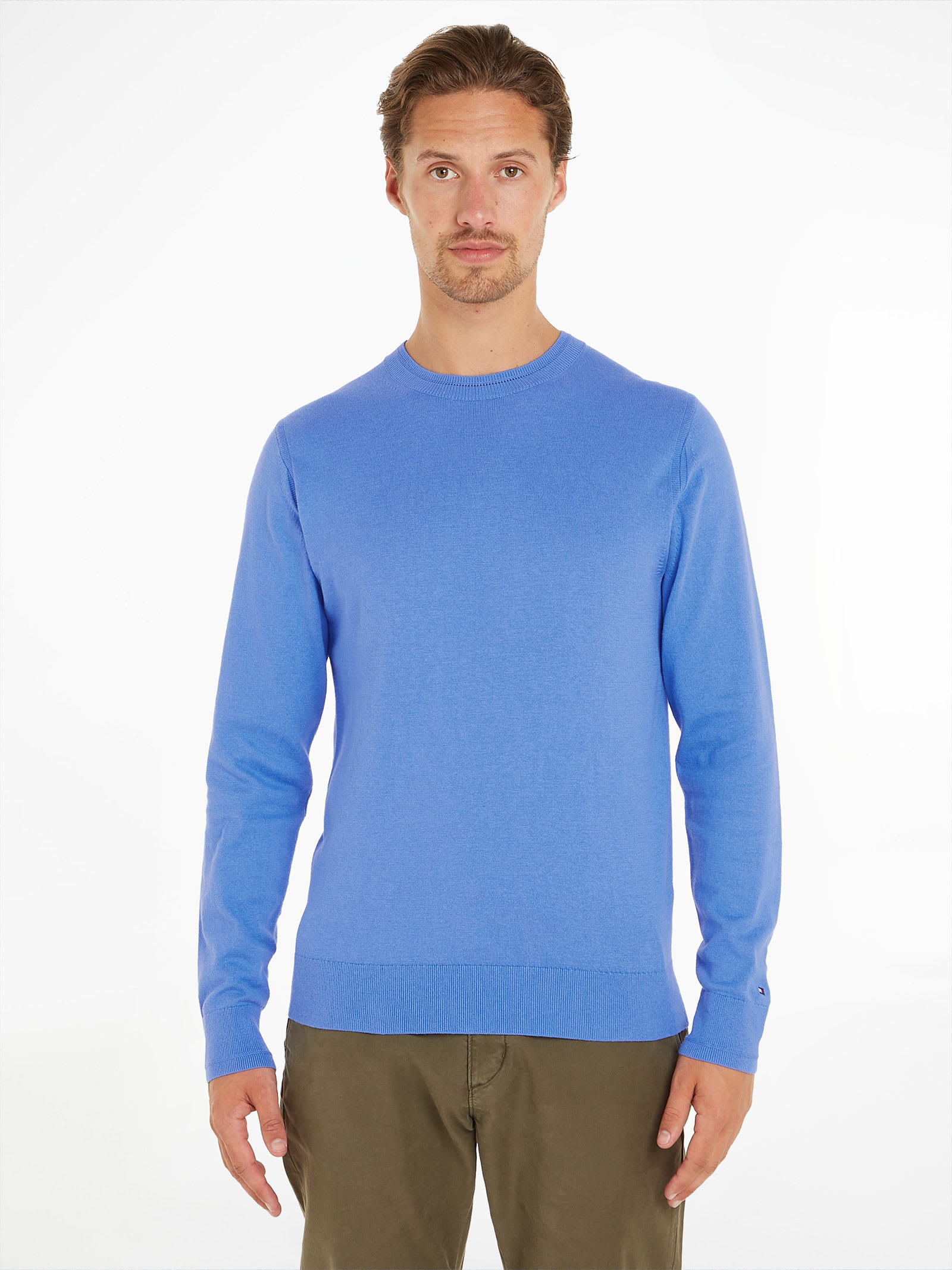 Shop Tommy Hilfiger Light Blue Crew Neck Sweater In Blue Spell
