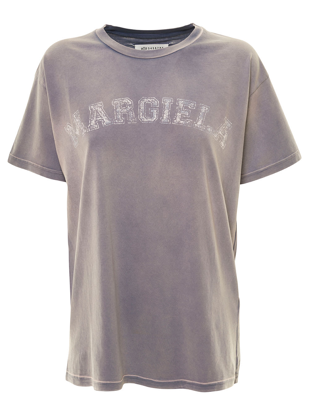 MAISON MARGIELA VIOLET T-SHIRT WITH FADED LOGO ON THE CHEST IN COTTON WOMAN