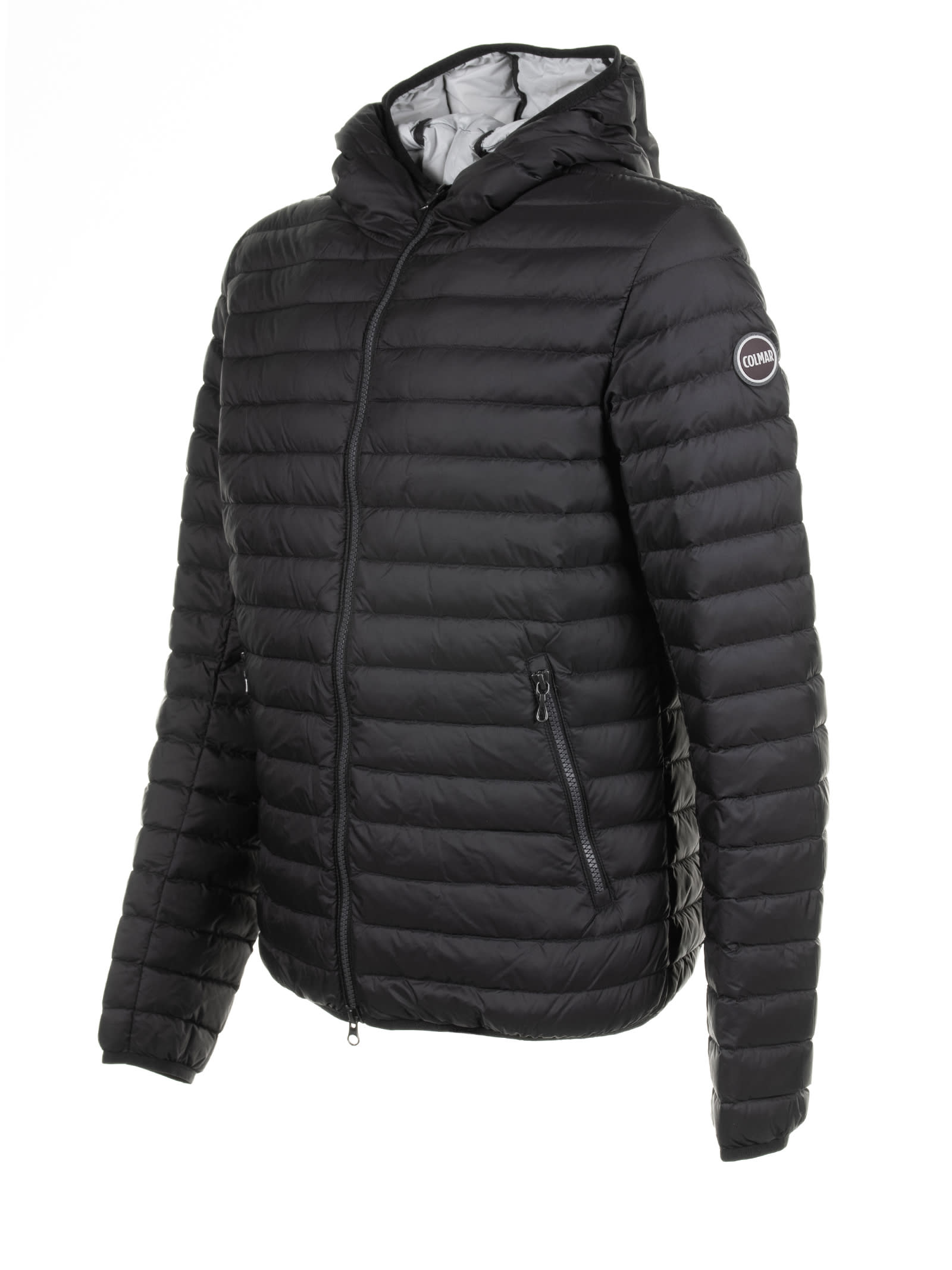 Shop Colmar Blue Sports Down Jacket With Hood In Nero