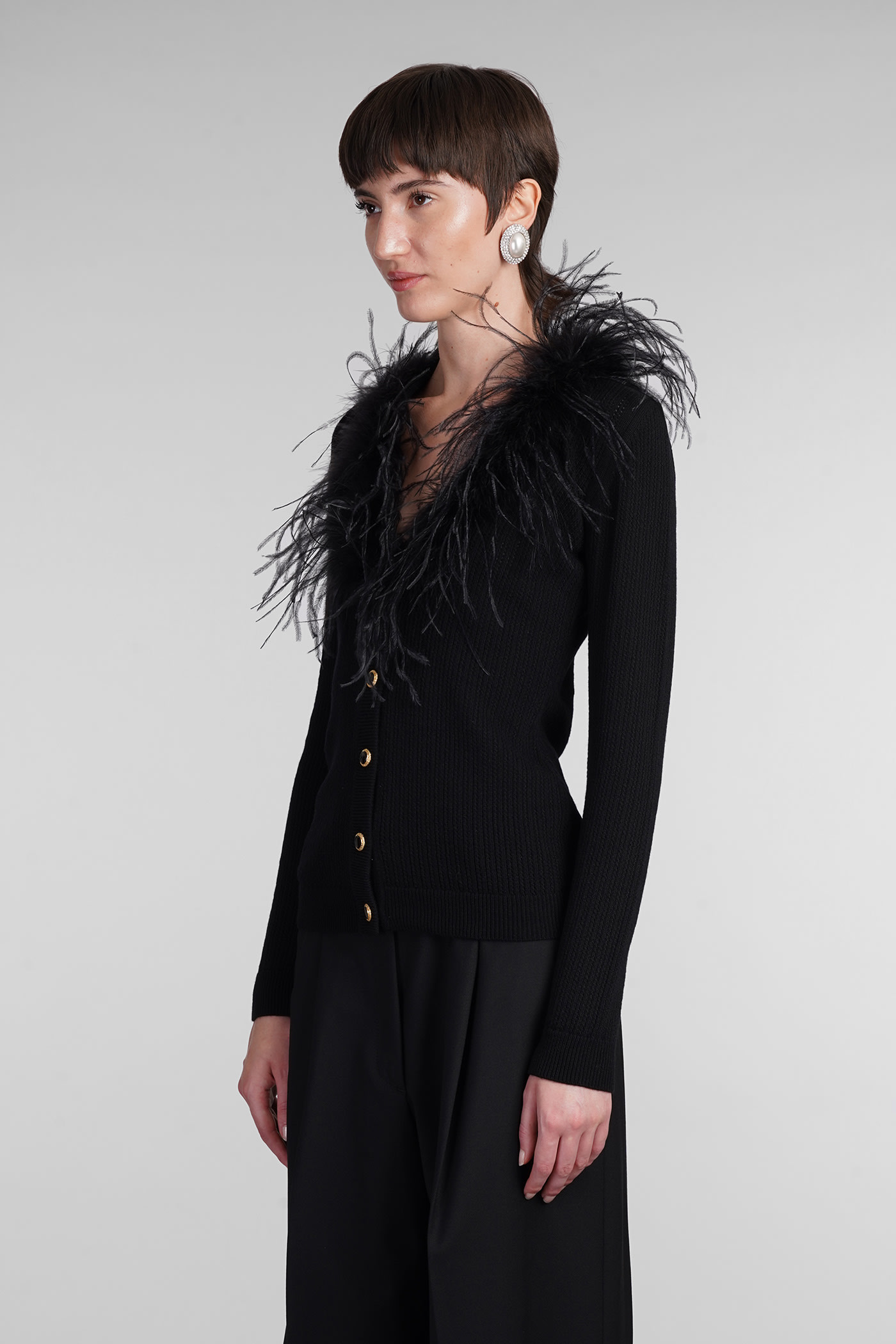 Shop Alessandra Rich Cardigan In Black Wool