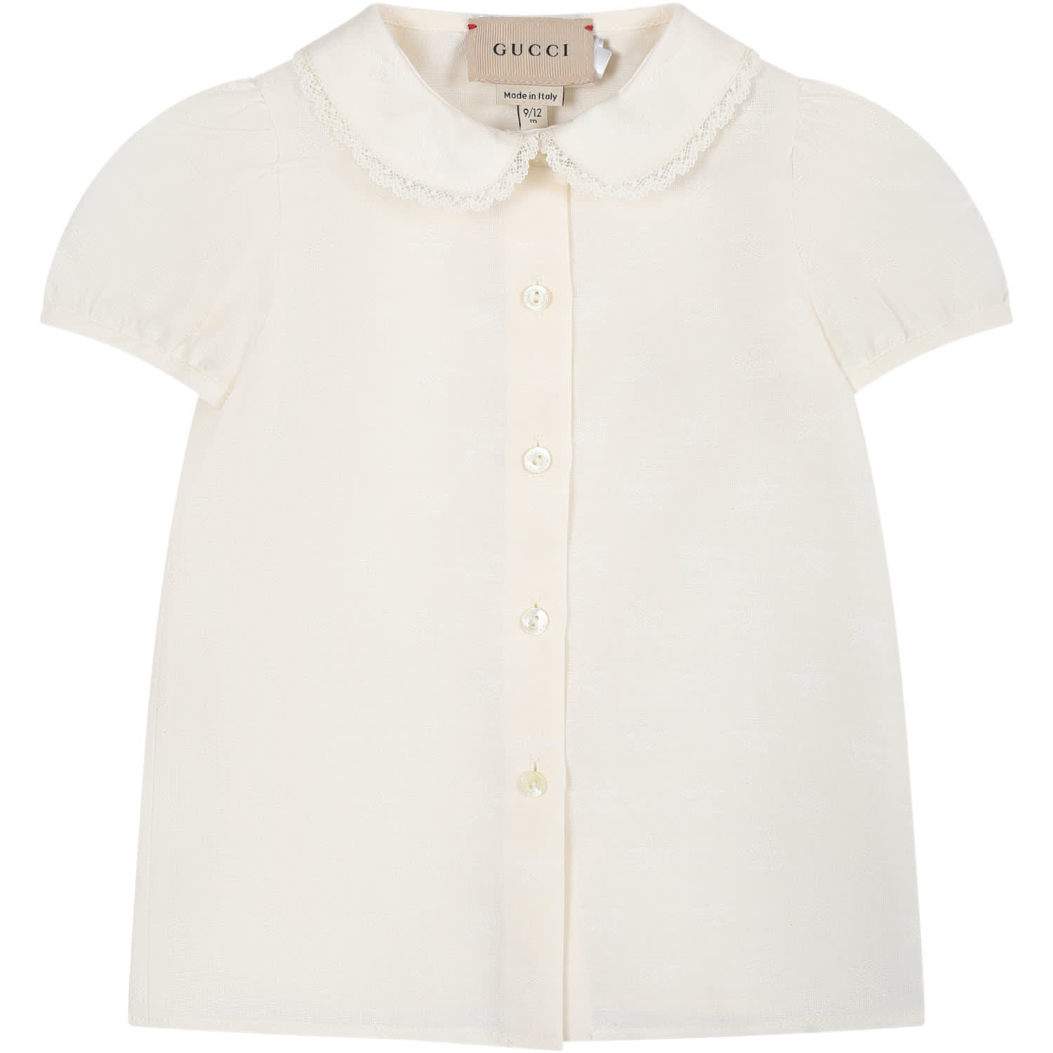 Gucci White Shirt For Baby Girl With Stars And Gg All-over