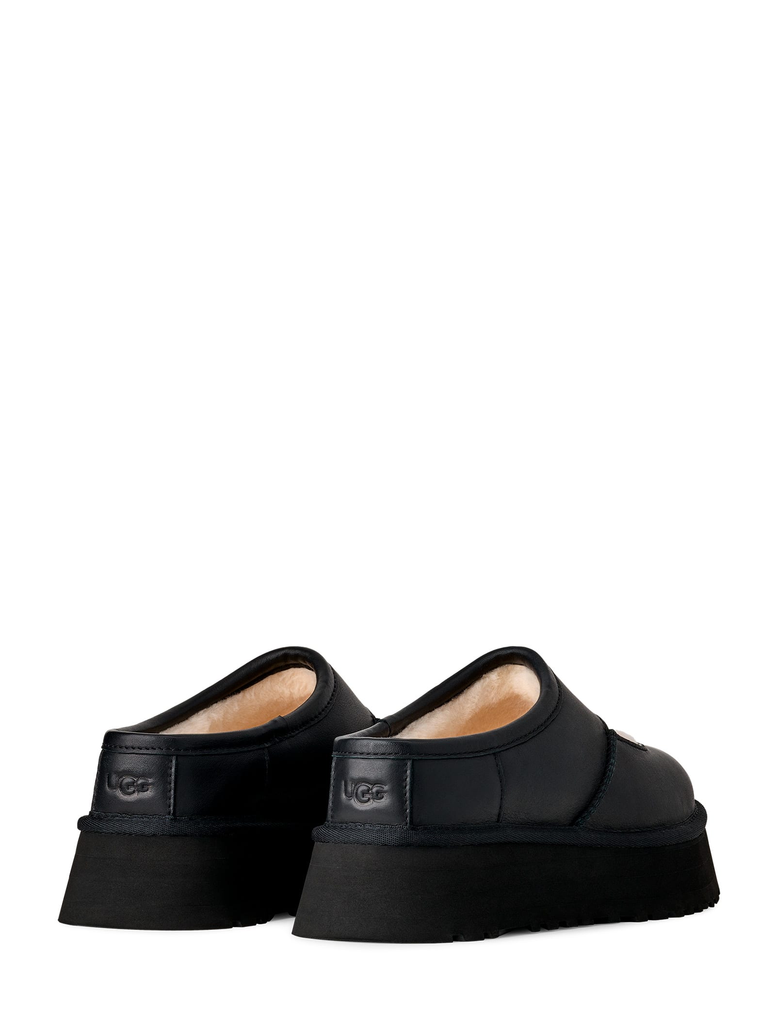 Ugg Bea Platform Leather Mules In Black