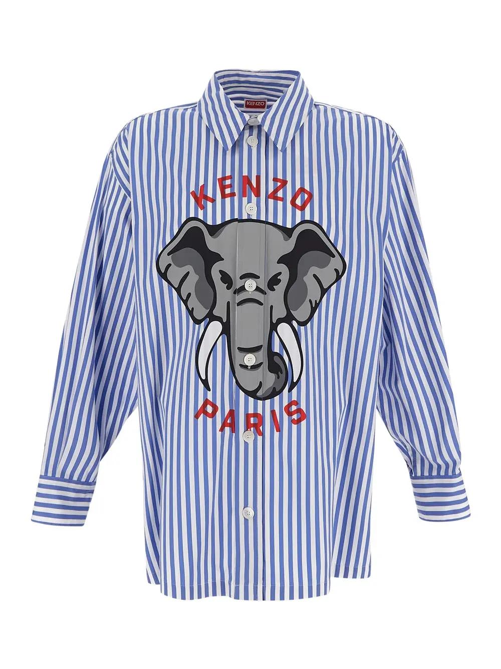 Shop Kenzo Cotton Shirt In Royal Blue