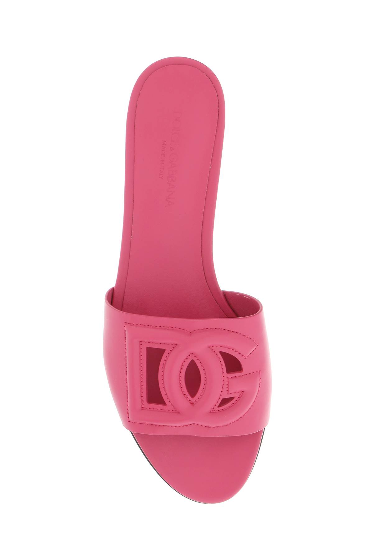 Shop Dolce & Gabbana Leather Slides With Cut-out Logo In Glicine (fuchsia)