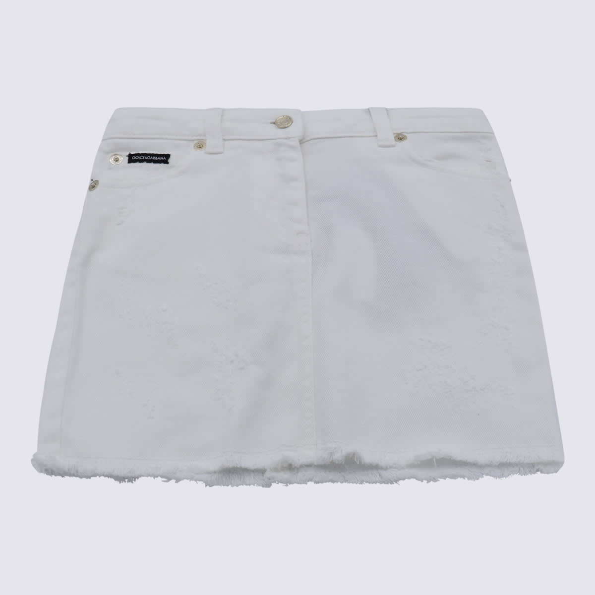 Shop Dolce & Gabbana White Cotton Skirt