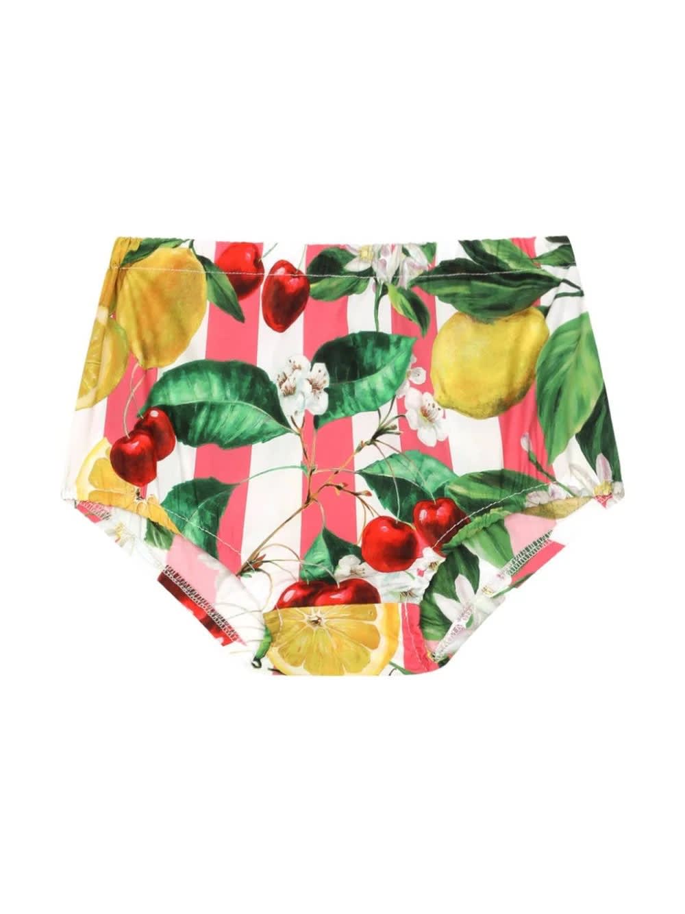 Shop Dolce & Gabbana Poplin Dress With Lemon And Cherry Print In Multicolour