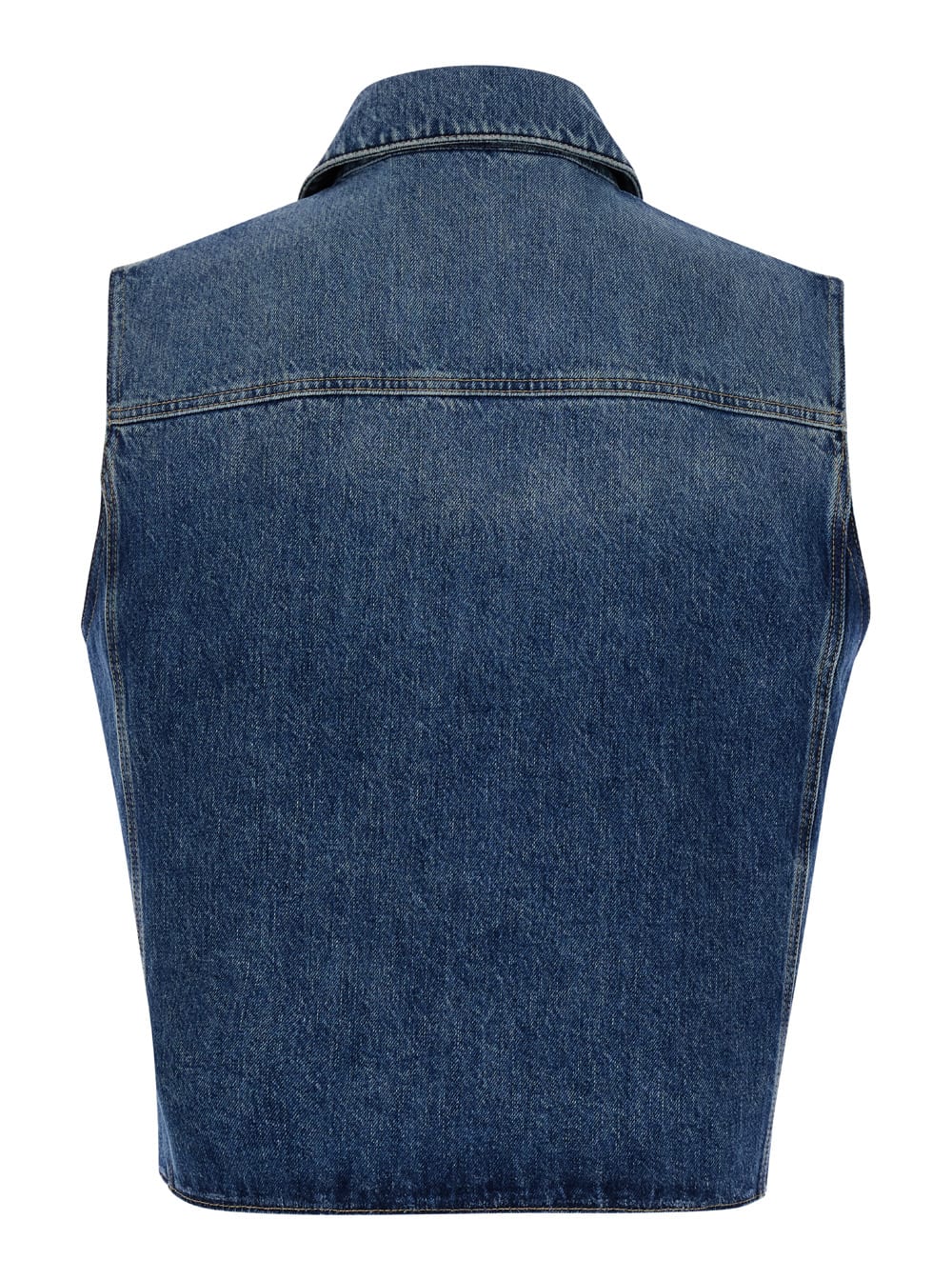 Shop Givenchy Light Blue Vest With Snap Buttons And Logo Embroidery In Cotton Denim Man
