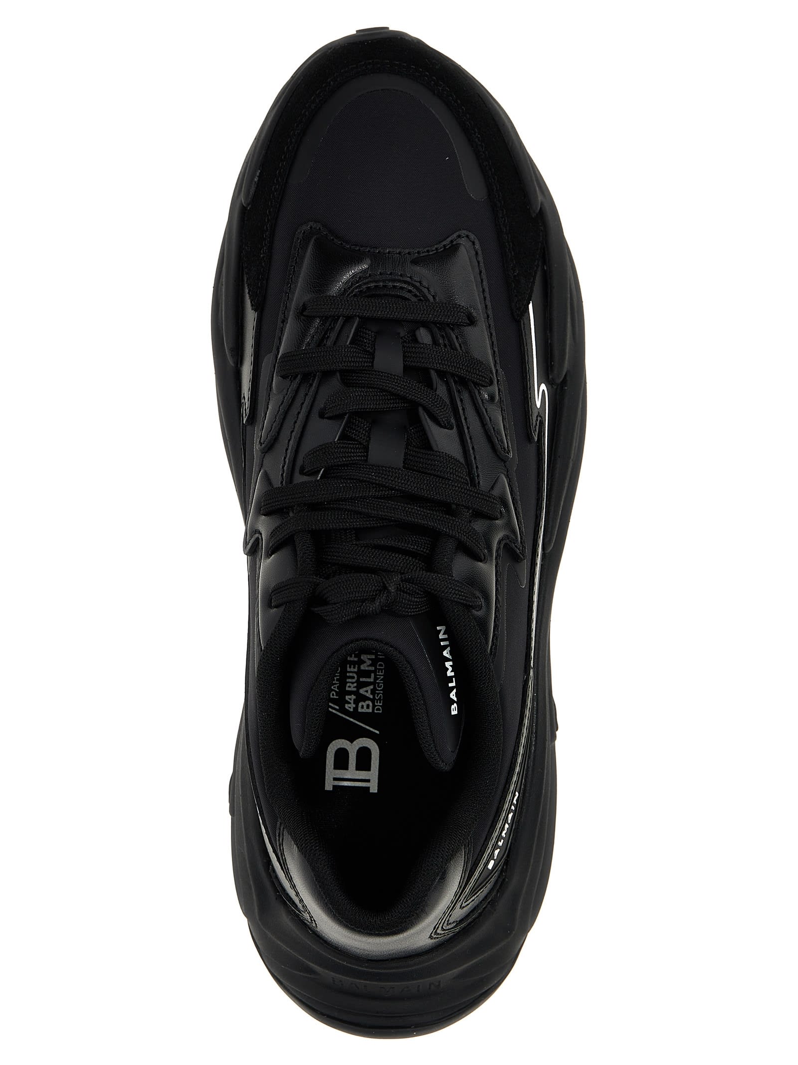 Shop Balmain Run-row Sneakers In Black