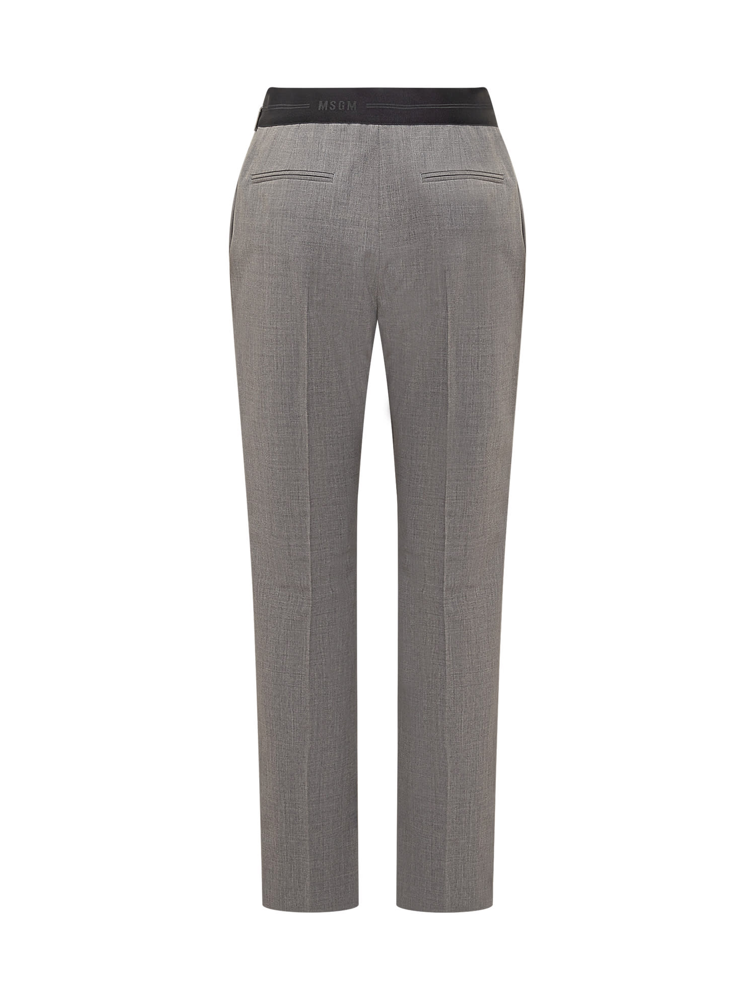 Shop Msgm Pants In Grey Melange