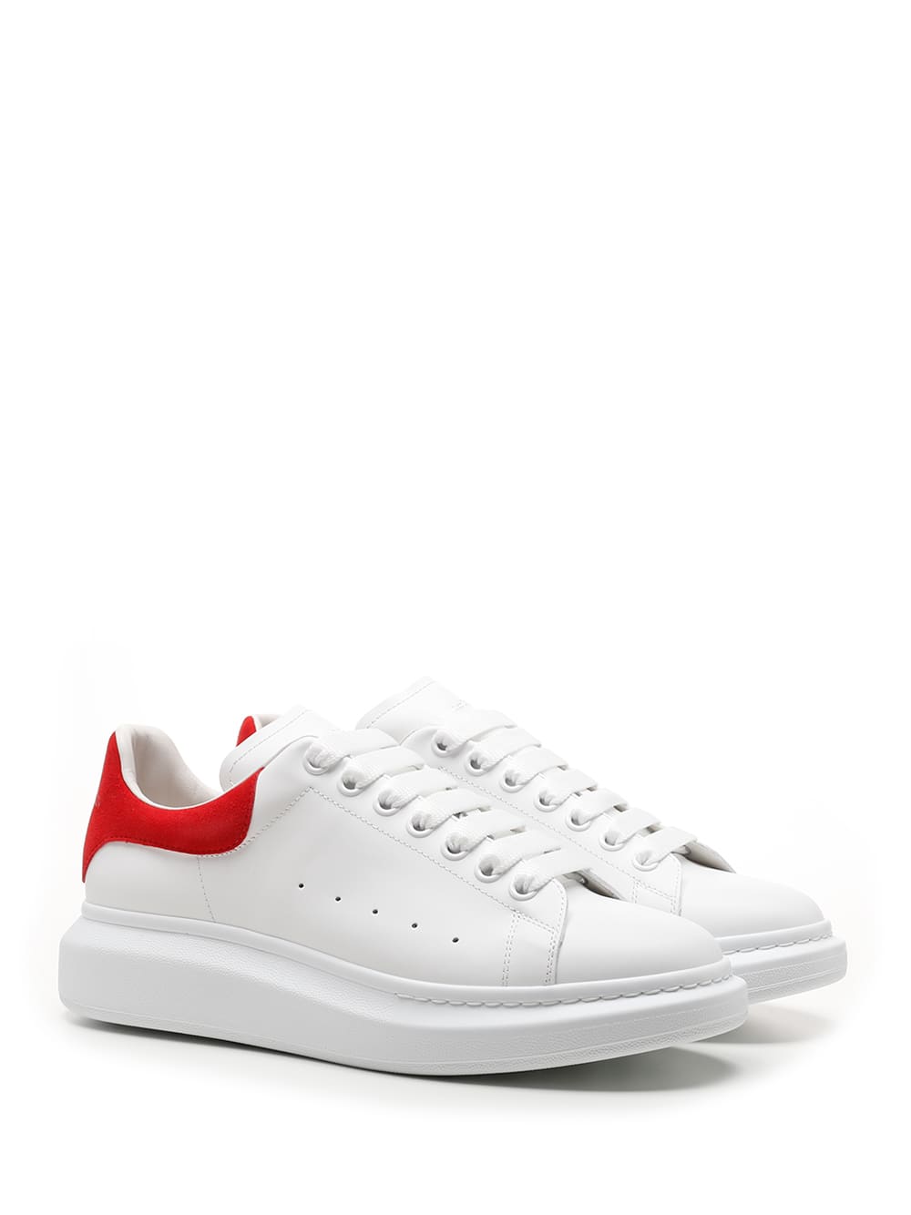 Shop Alexander Mcqueen Oversize Sneakers With Red Heel Tab In White