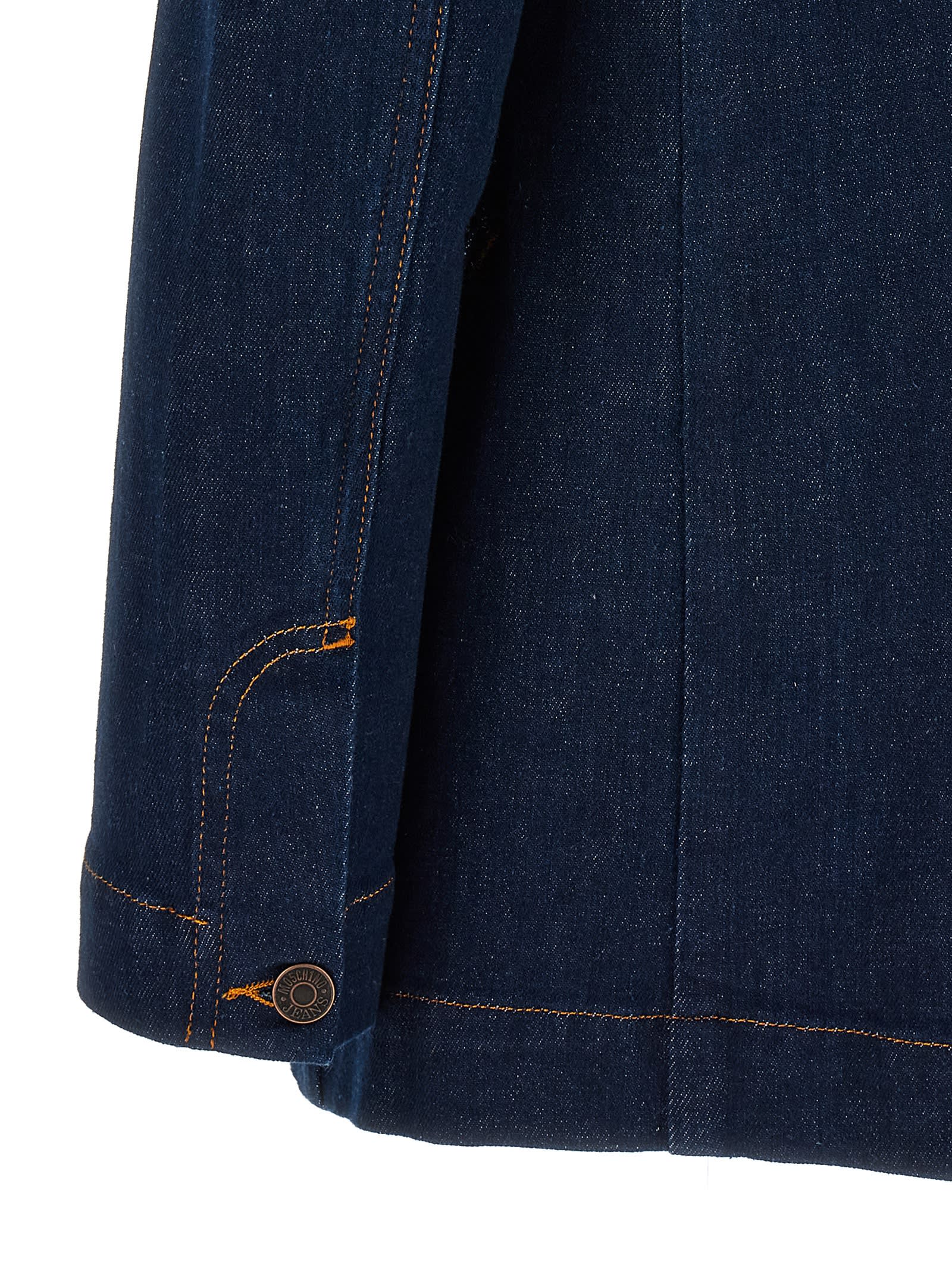 Shop M05ch1n0 Jeans Single-breasted Denim Blazer In Blue