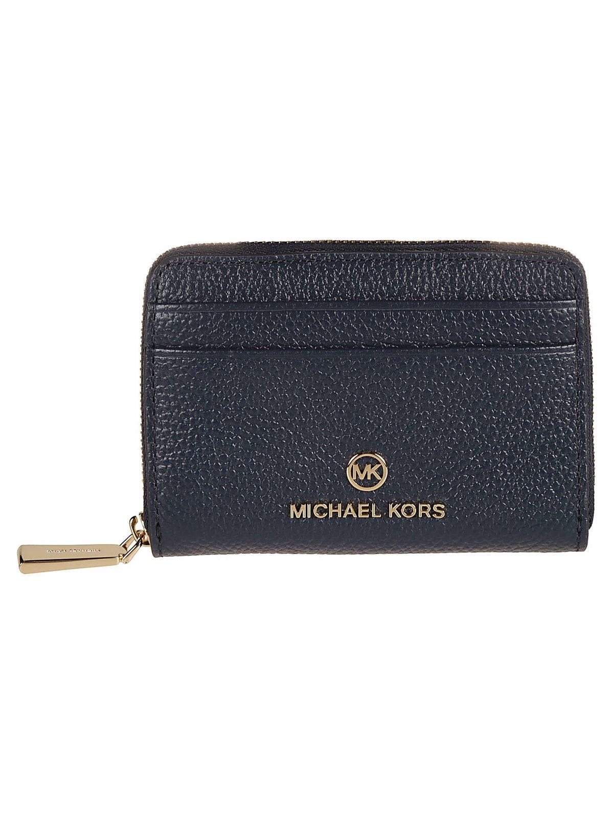Michael Kors Michael Jet Set Zip-around Mini Wallet In Navy