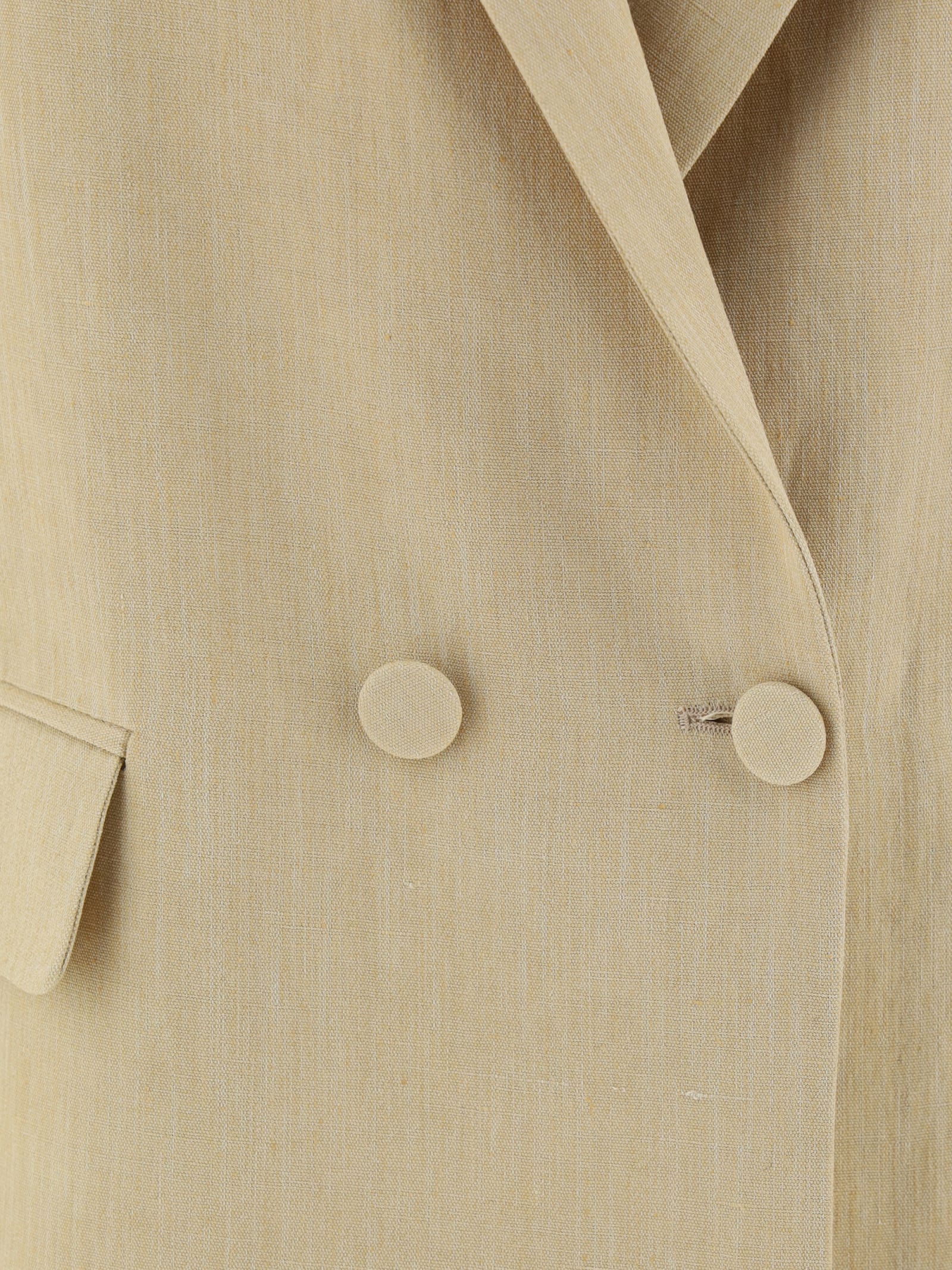 Fabiana Filippi Linen Double-breasted Blazer In Grano Chiaro