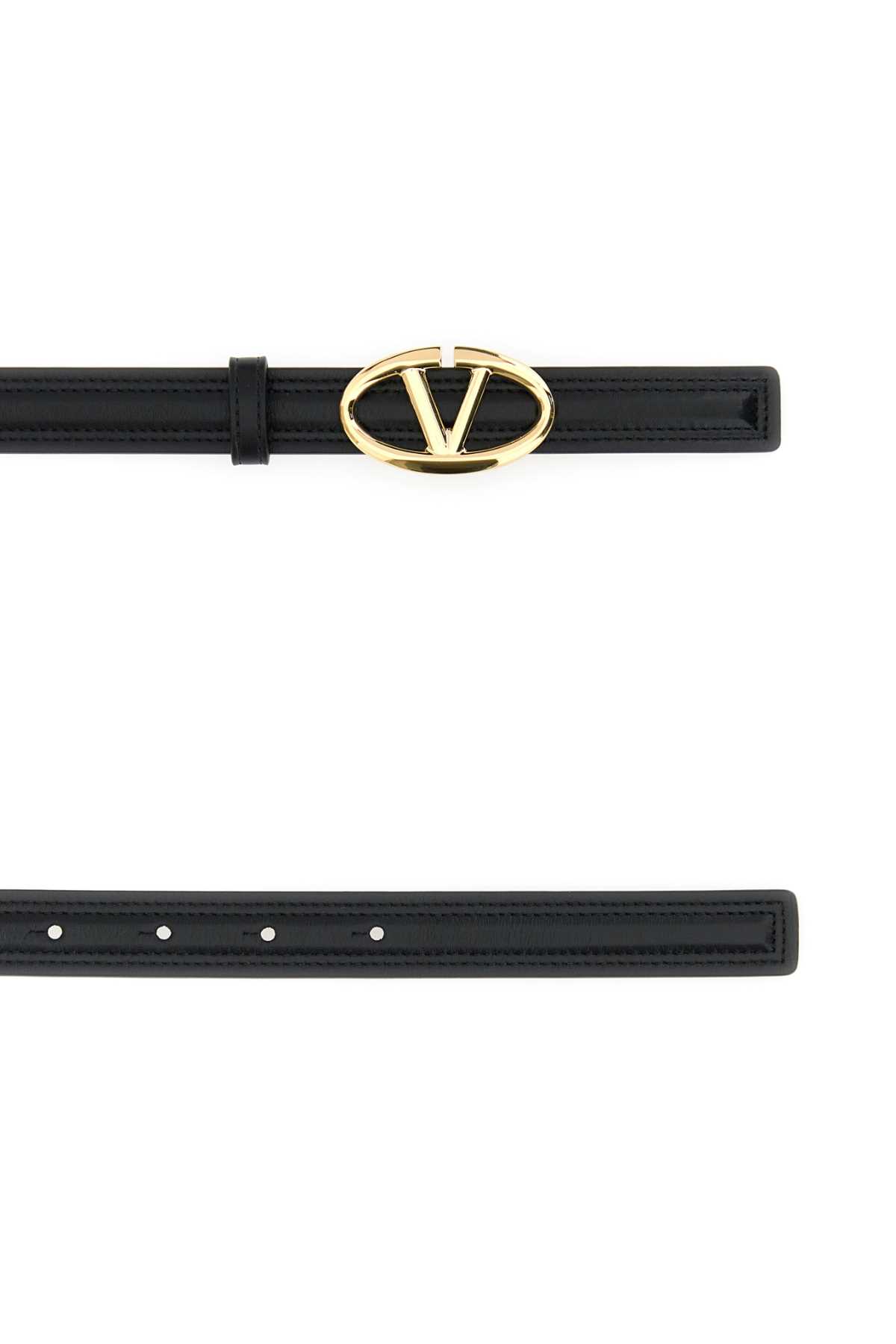 Shop Valentino Black Leather Reversible Vlogo Belt In Neronaturaletan