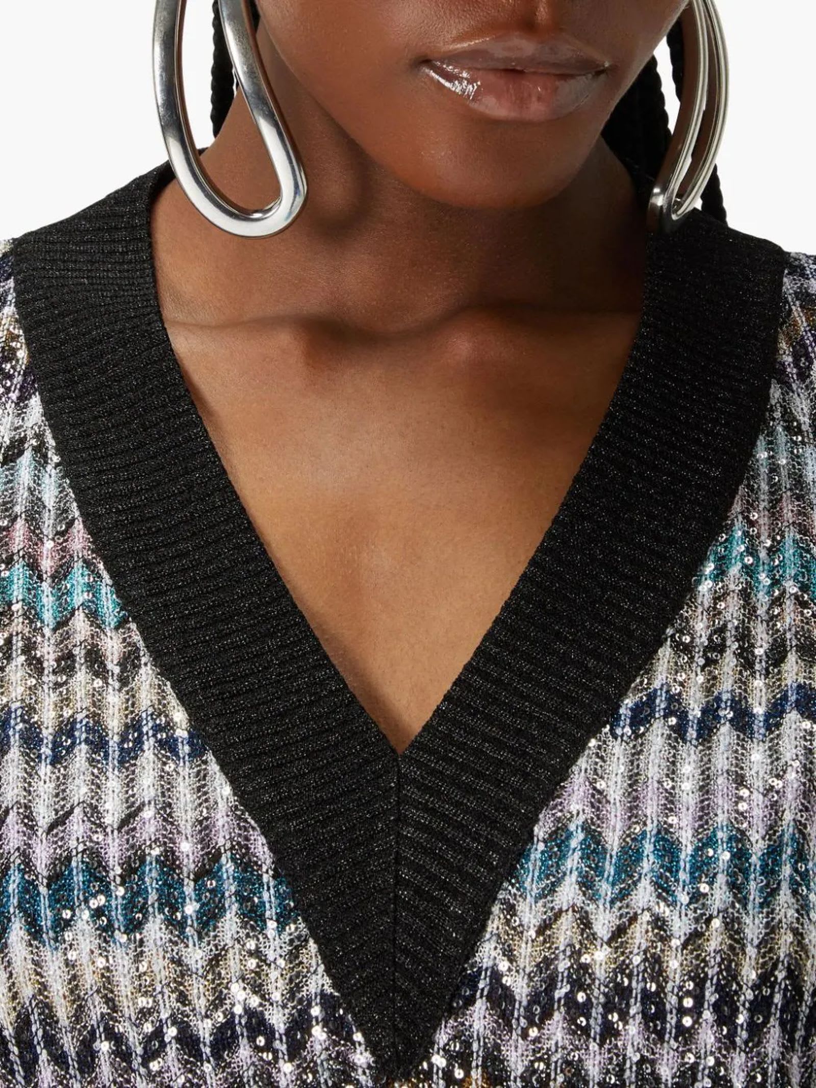 MISSONI MULTICOLOR V-NECK SWEATER