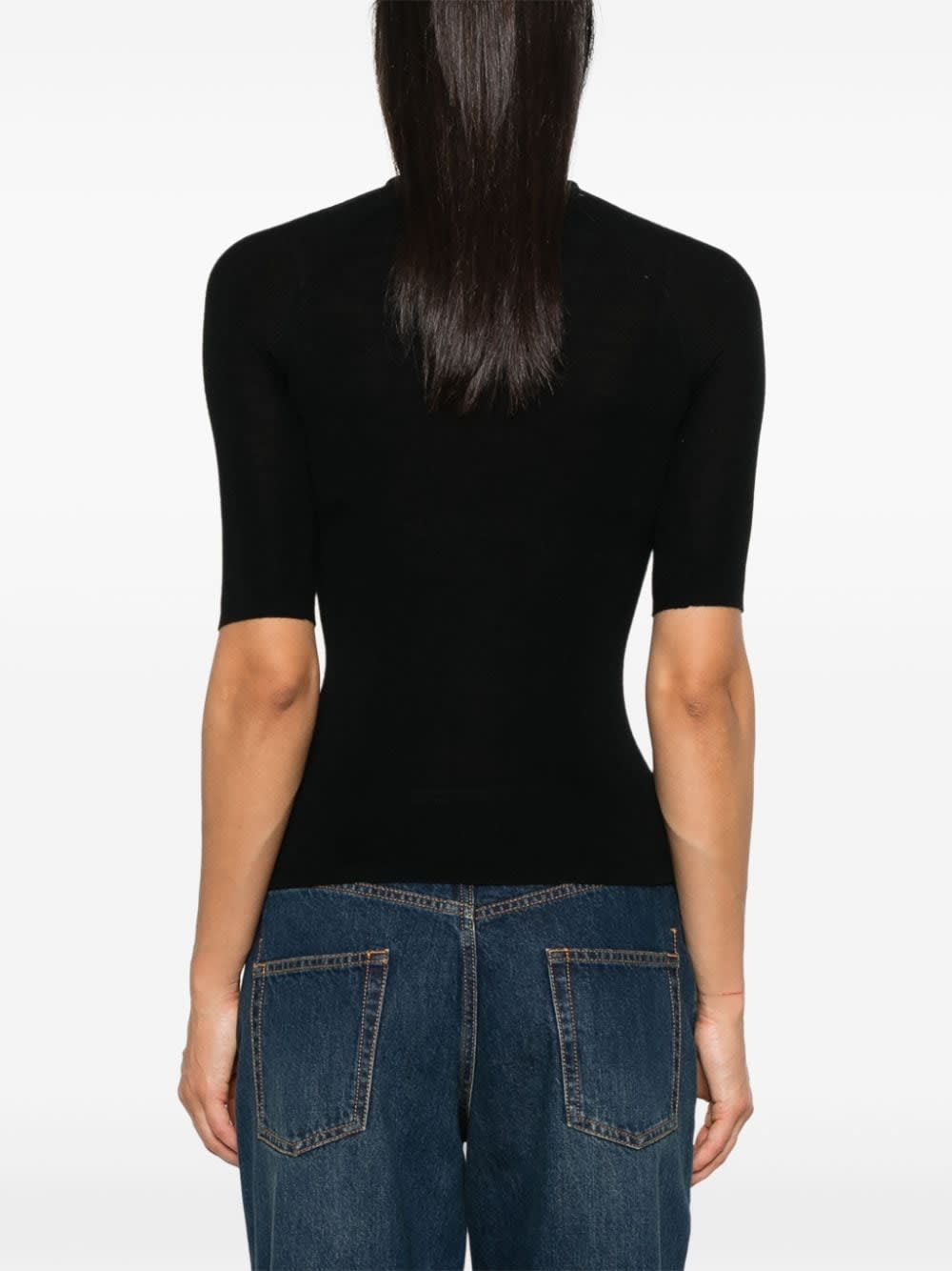 Majestic Filatures Wool And Silk Blend High-neck Sweater In Black