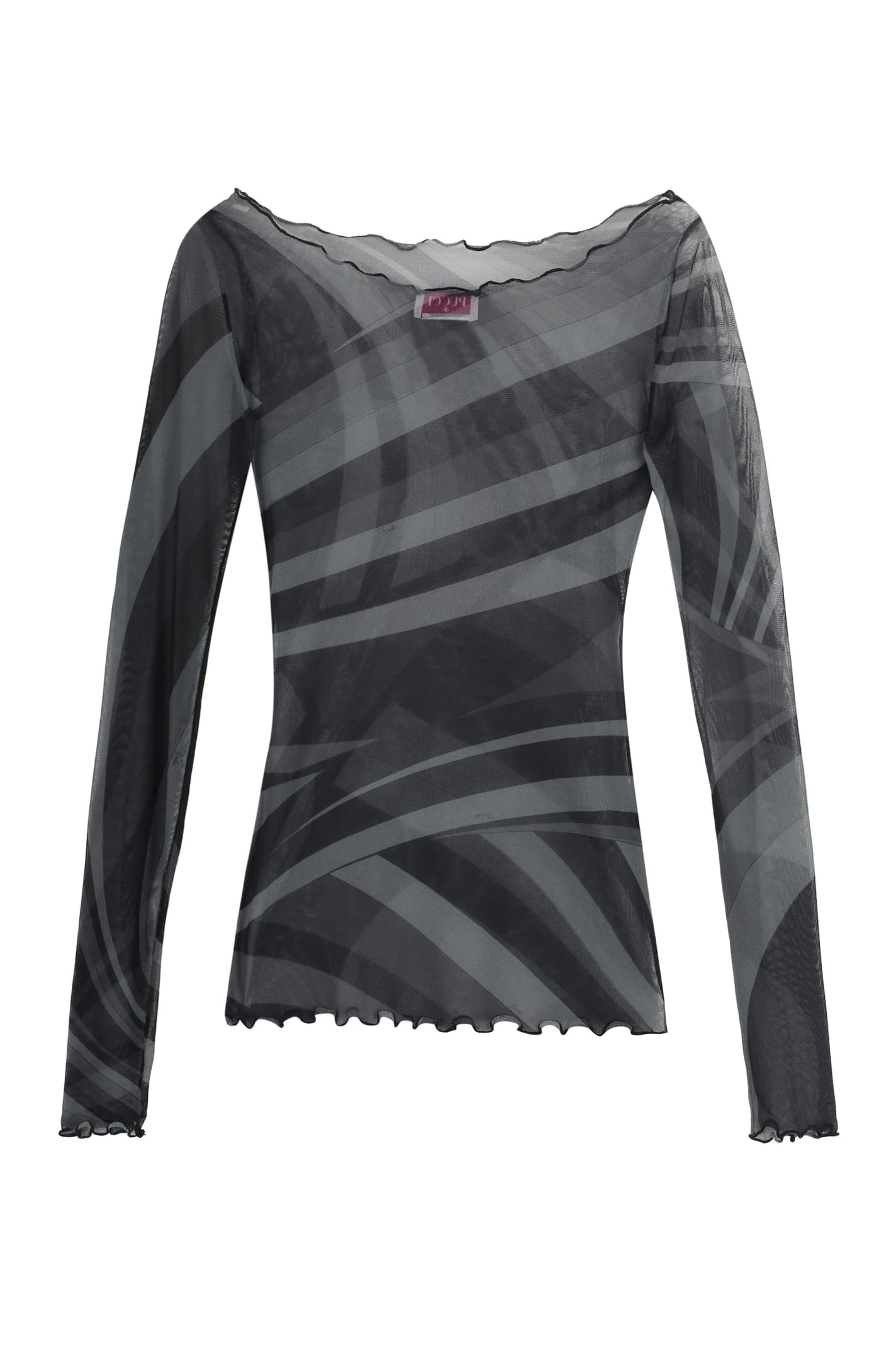 Shop Pucci Printed Long-sleeve Top In Grey