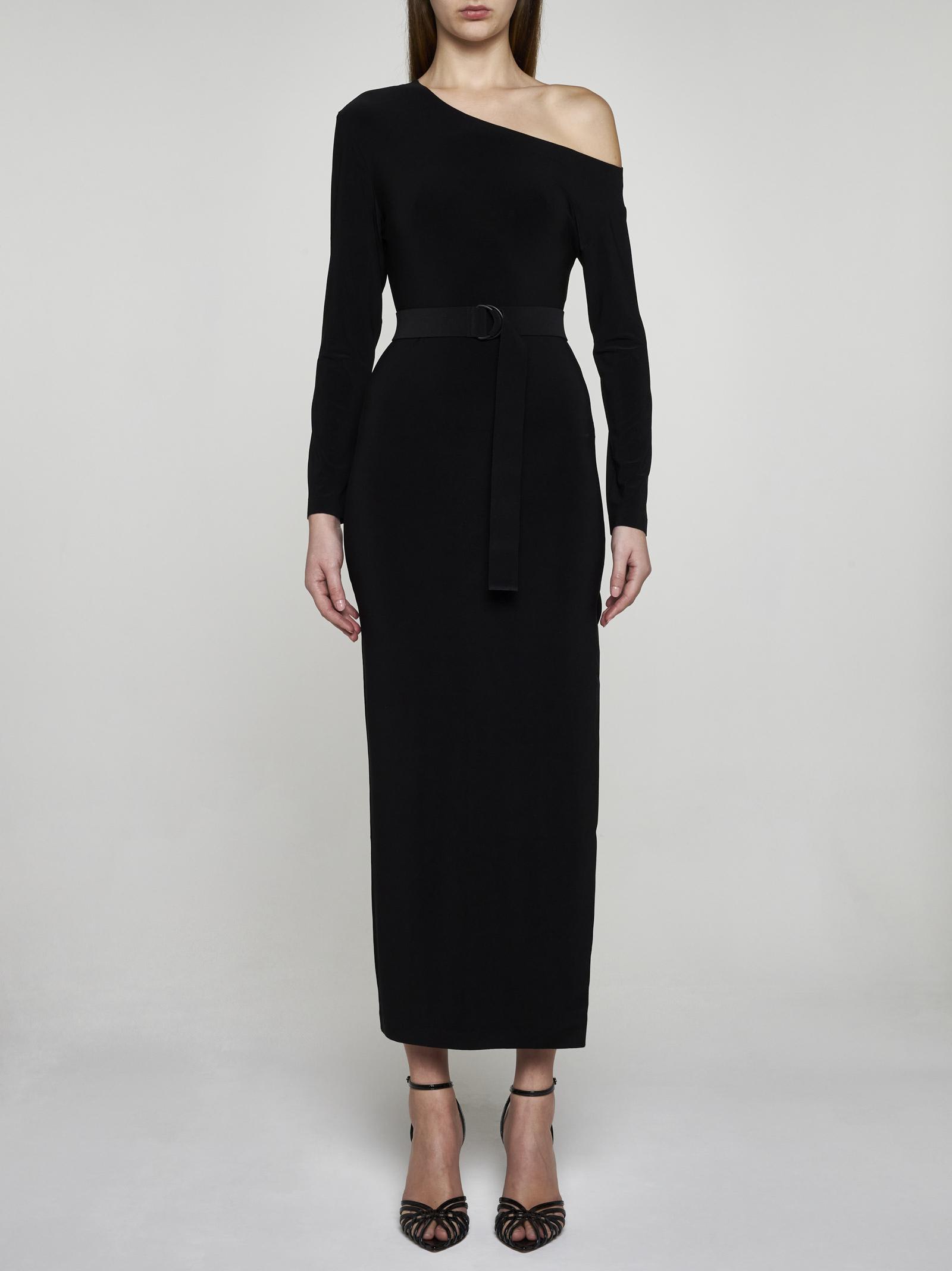 Shop Norma Kamali Drop Shoulder Side Slit Gown In Black