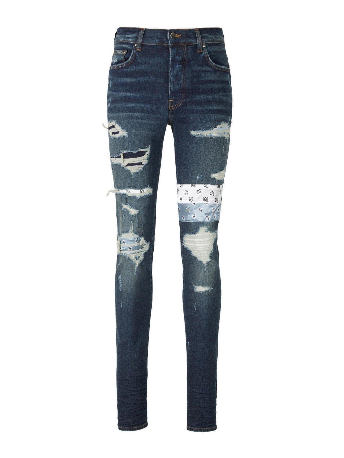 AMIRI Patchwork Distressed Slim-fit Jeans