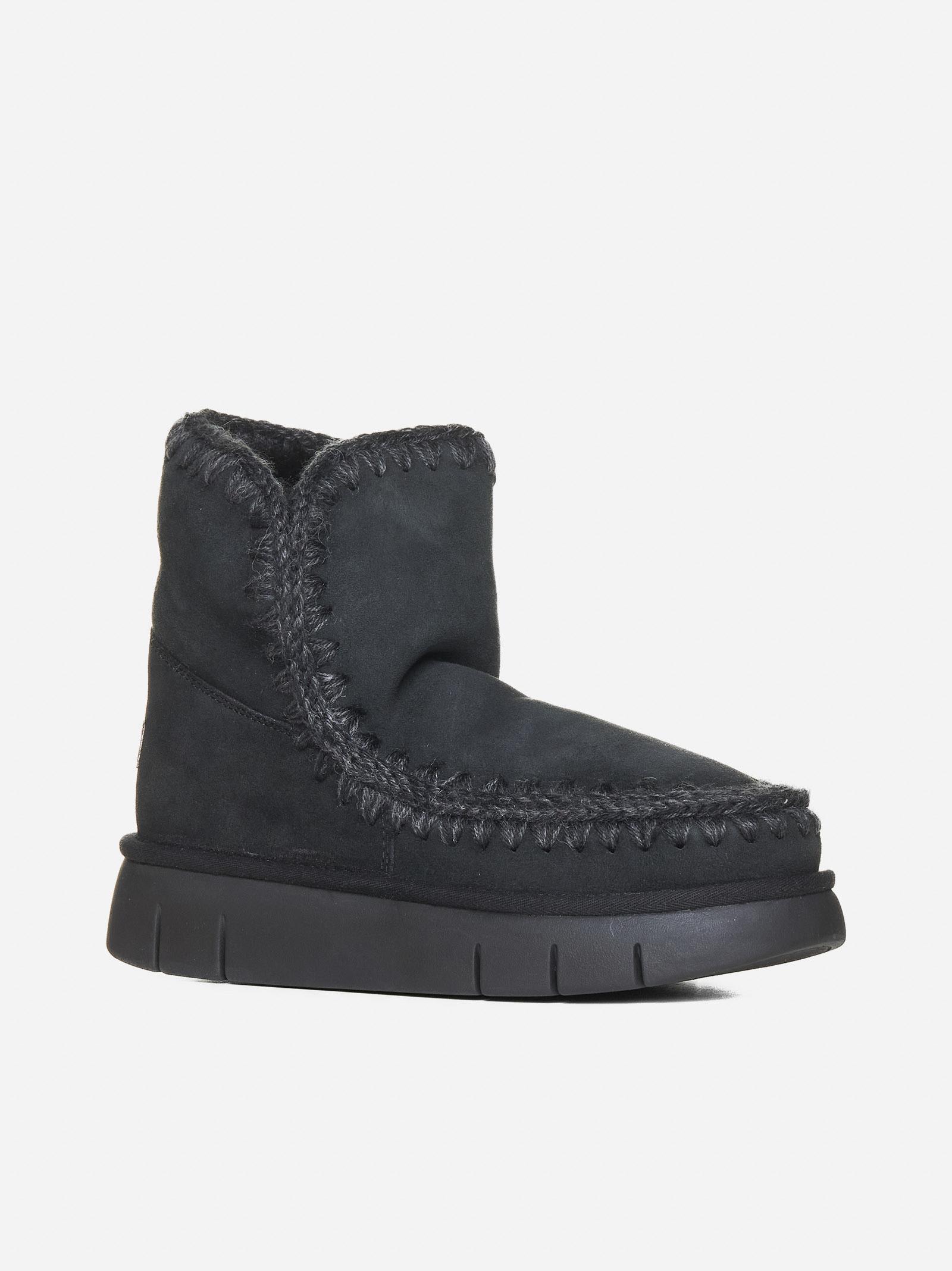 Shop Mou Eskimo Bounce Suede And Shearling Ankle Boots In Black