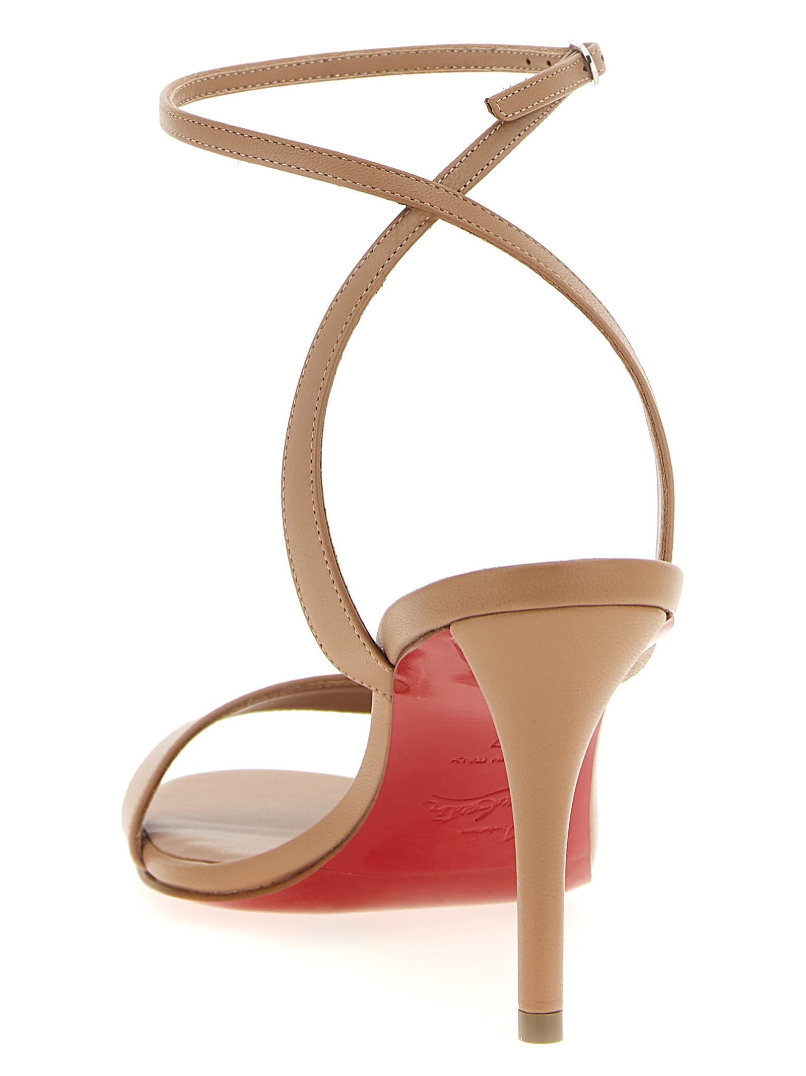 Christian Louboutin Miss Z Leather Red Sole Sandals In Brown