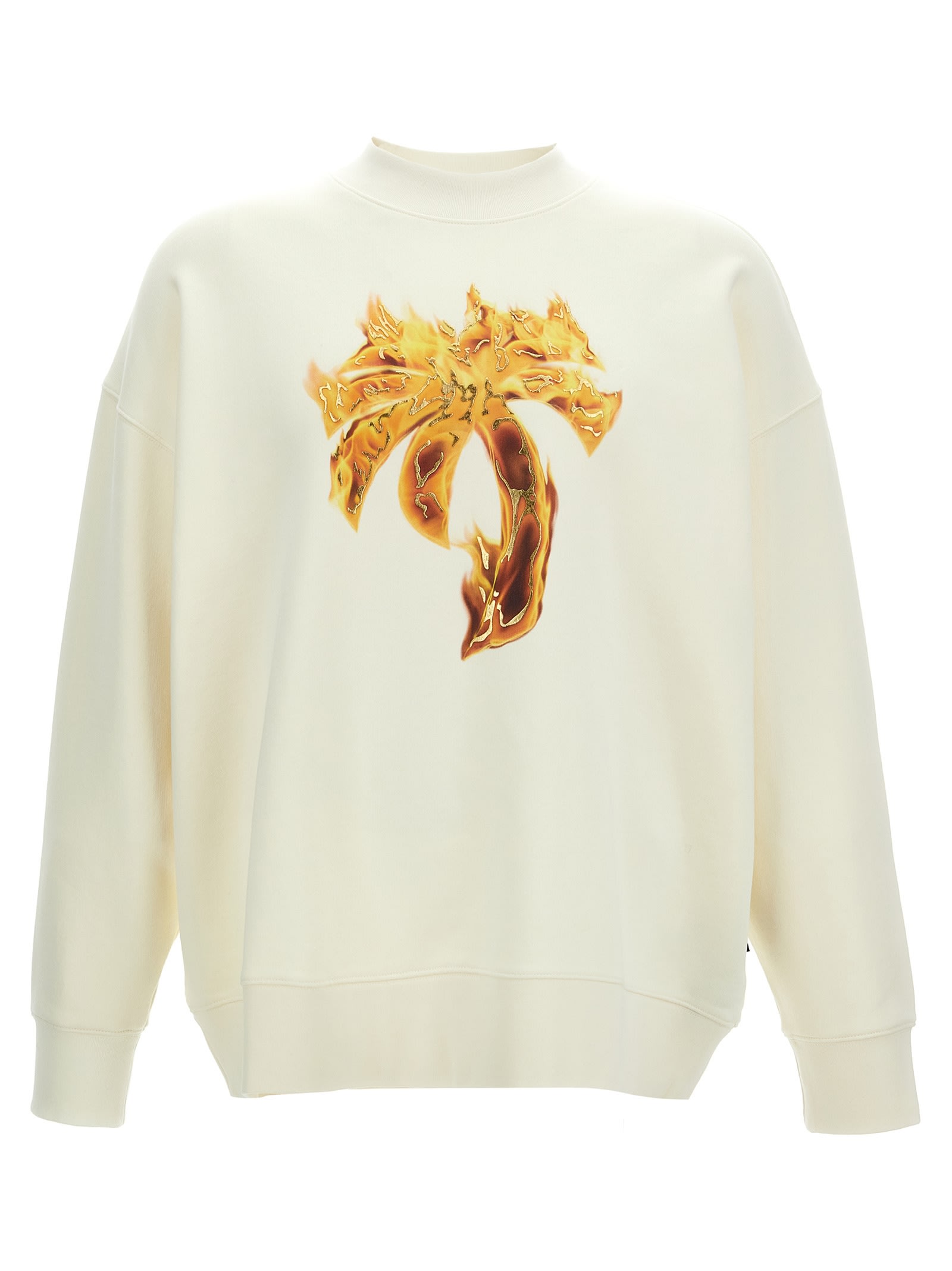 Shop Palm Angels Burning Palm Sweatshirt In White