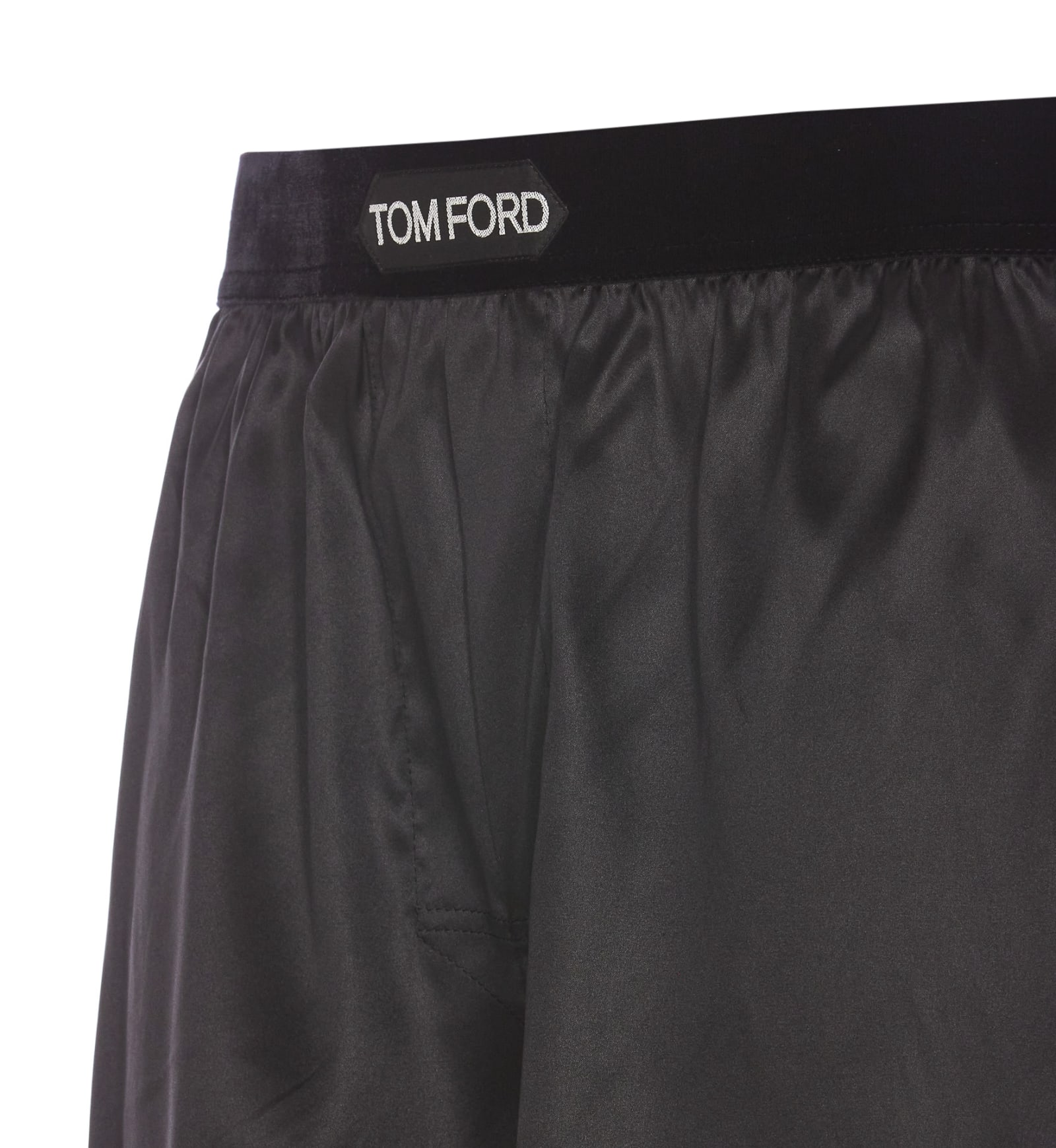 Shop Tom Ford Logo Silk Boxer In Black