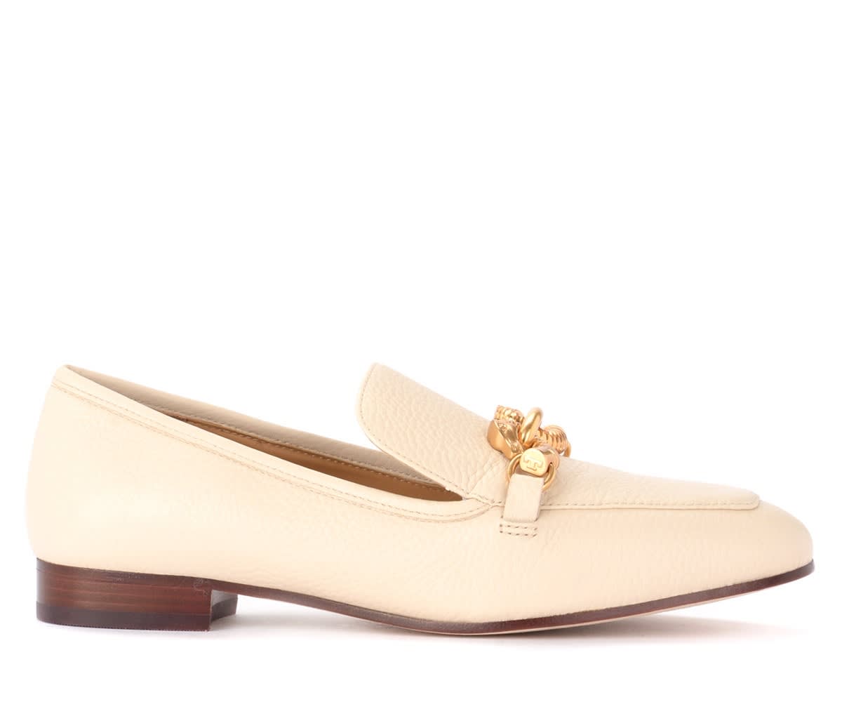 TORY BURCH JESSA MOCCASIN IN IVORY GRAINED LEATHER,11232519