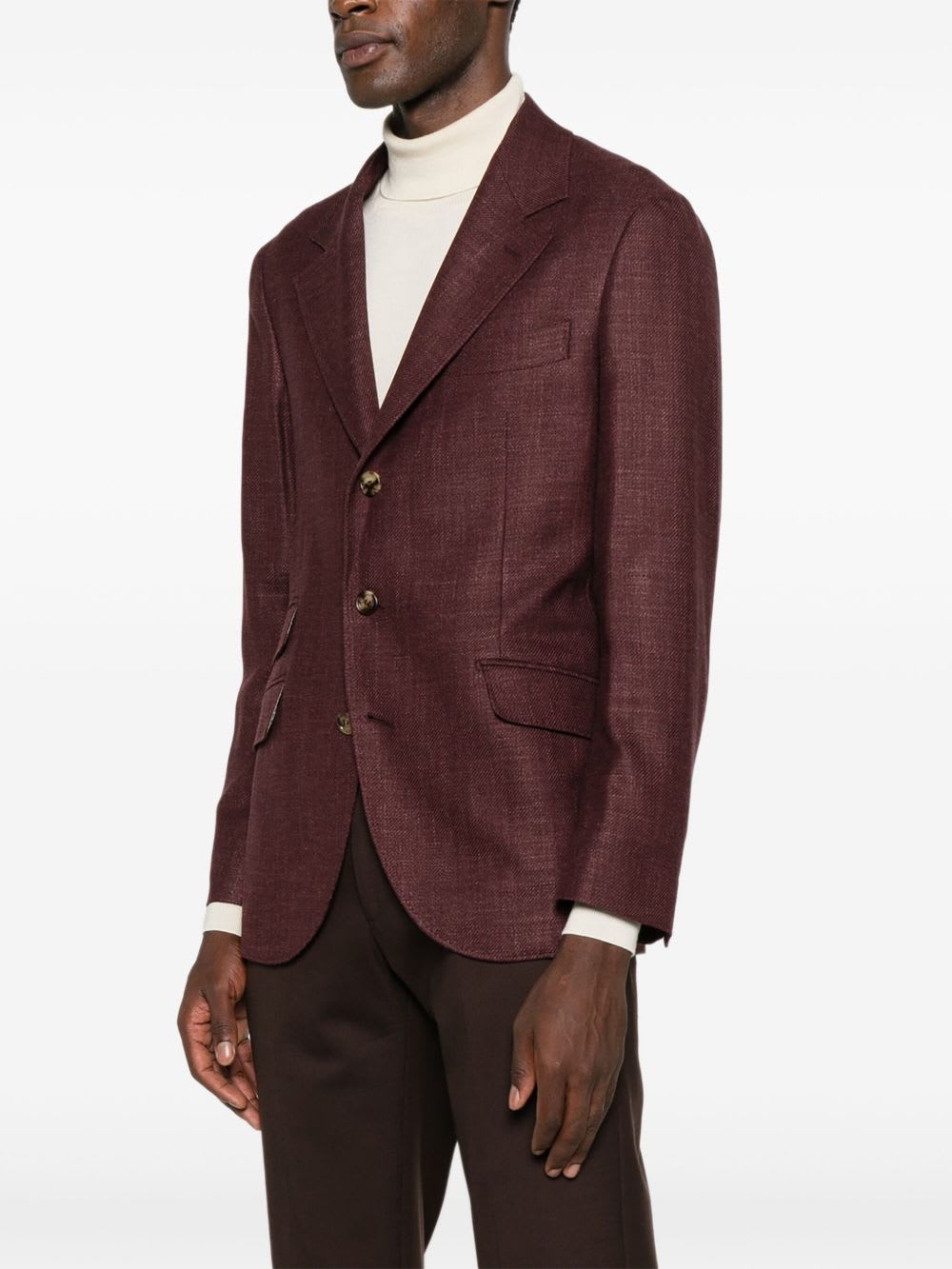 Brunello Cucinelli Tailored Single-breasted Jacket Lapel In Burgundy