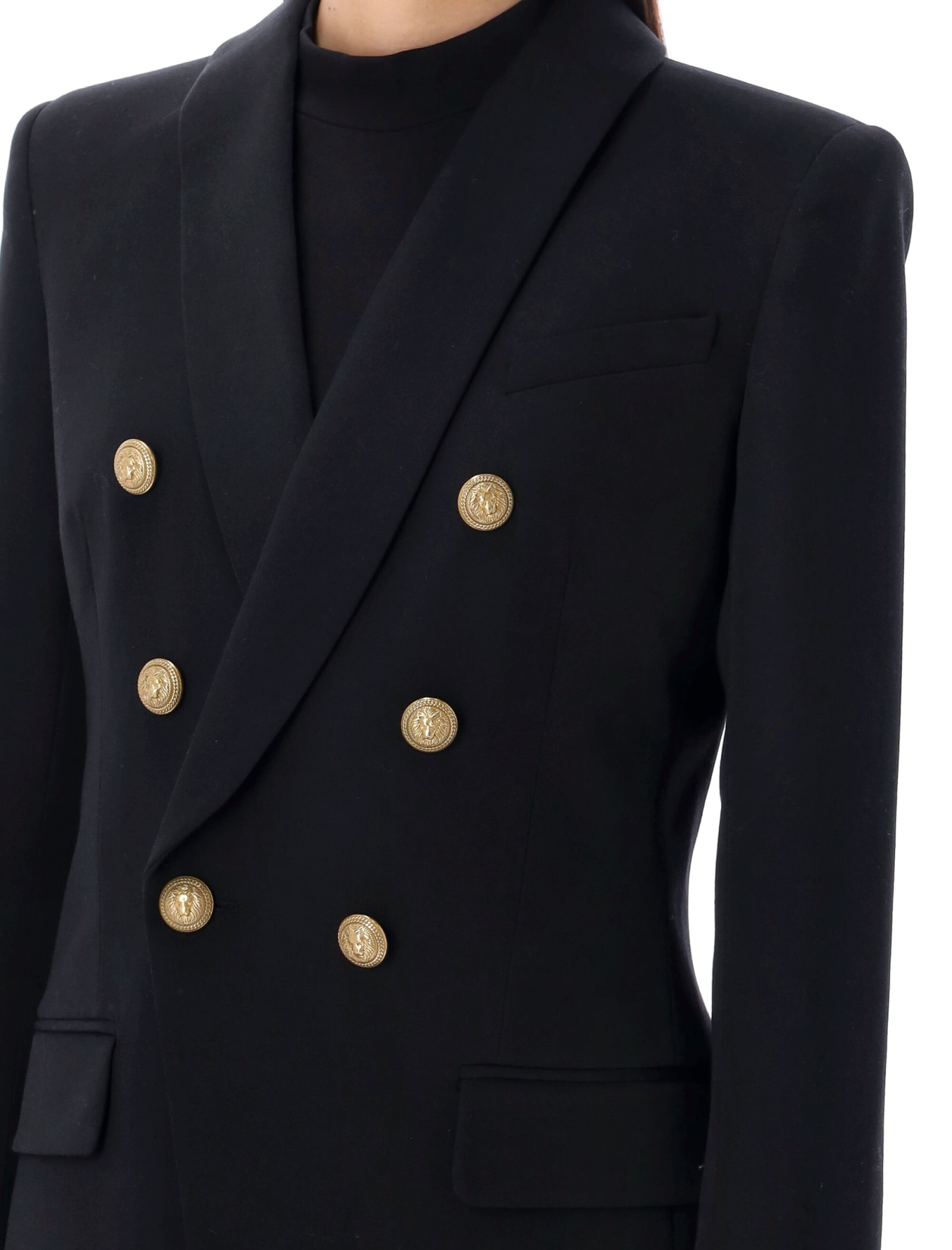 Shop Balmain Crepe Jacket With A Shawl Collar In Black