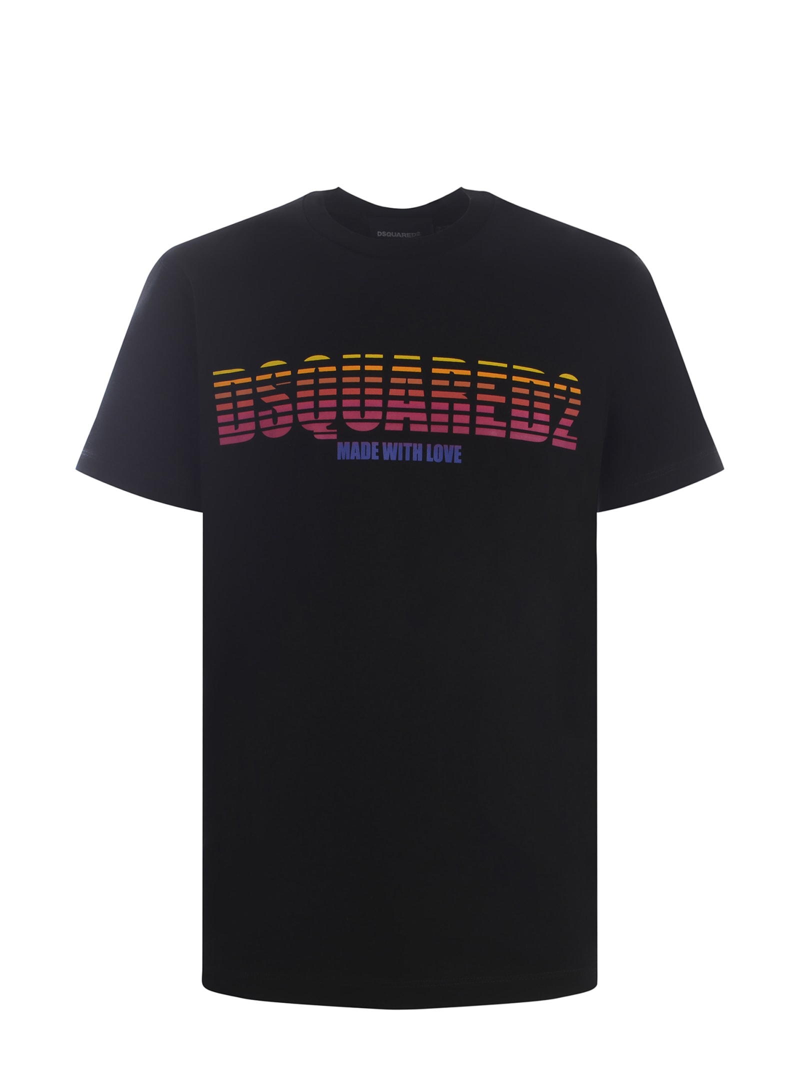 Shop Dsquared2 T-shirt  Made With Love Made Of Cotton In Nero