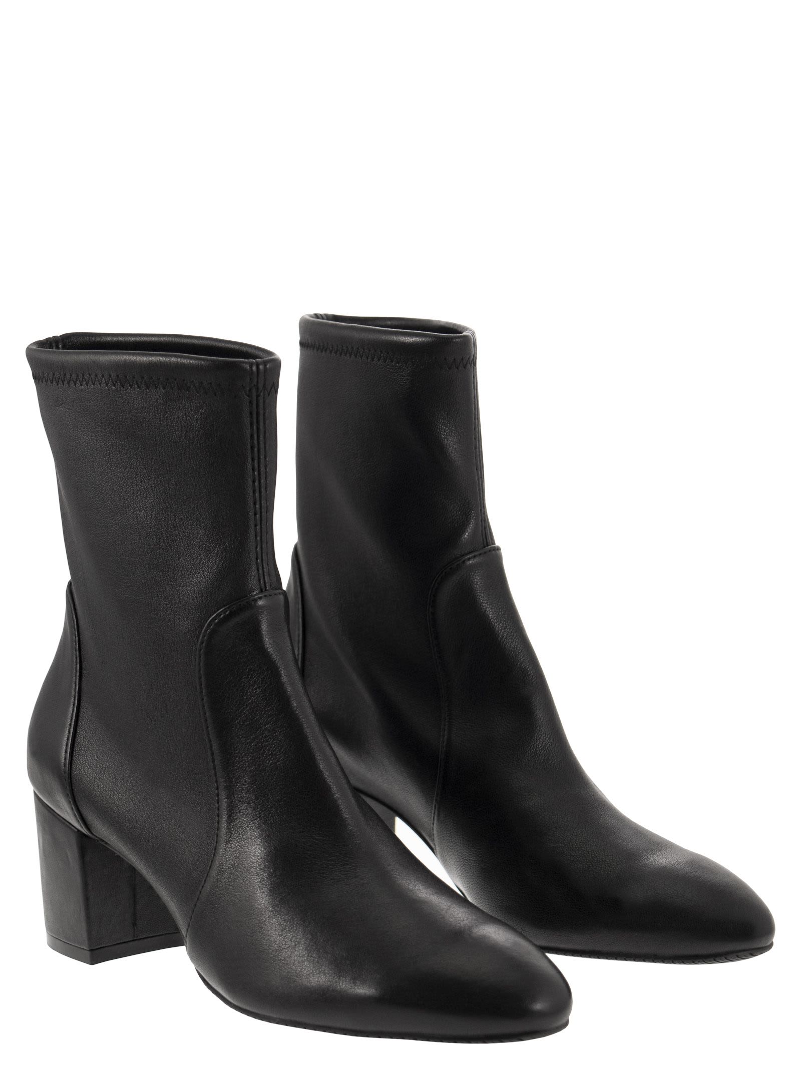 Shop Stuart Weitzman Yuliana 60 - Leather Ankle Boot In Black