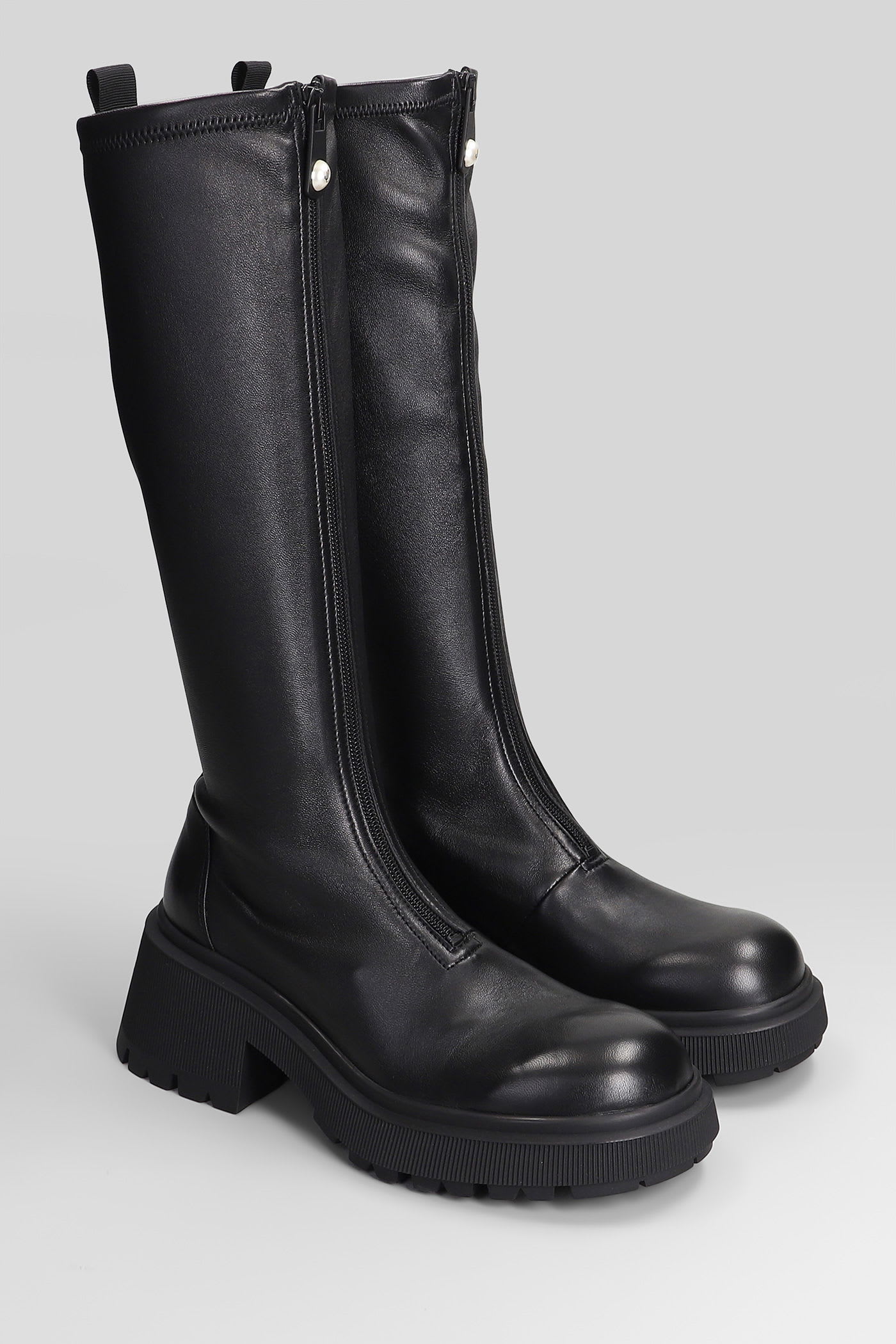 Jimmy Choo Lune Low Heels Boots In Black Leather In Black
