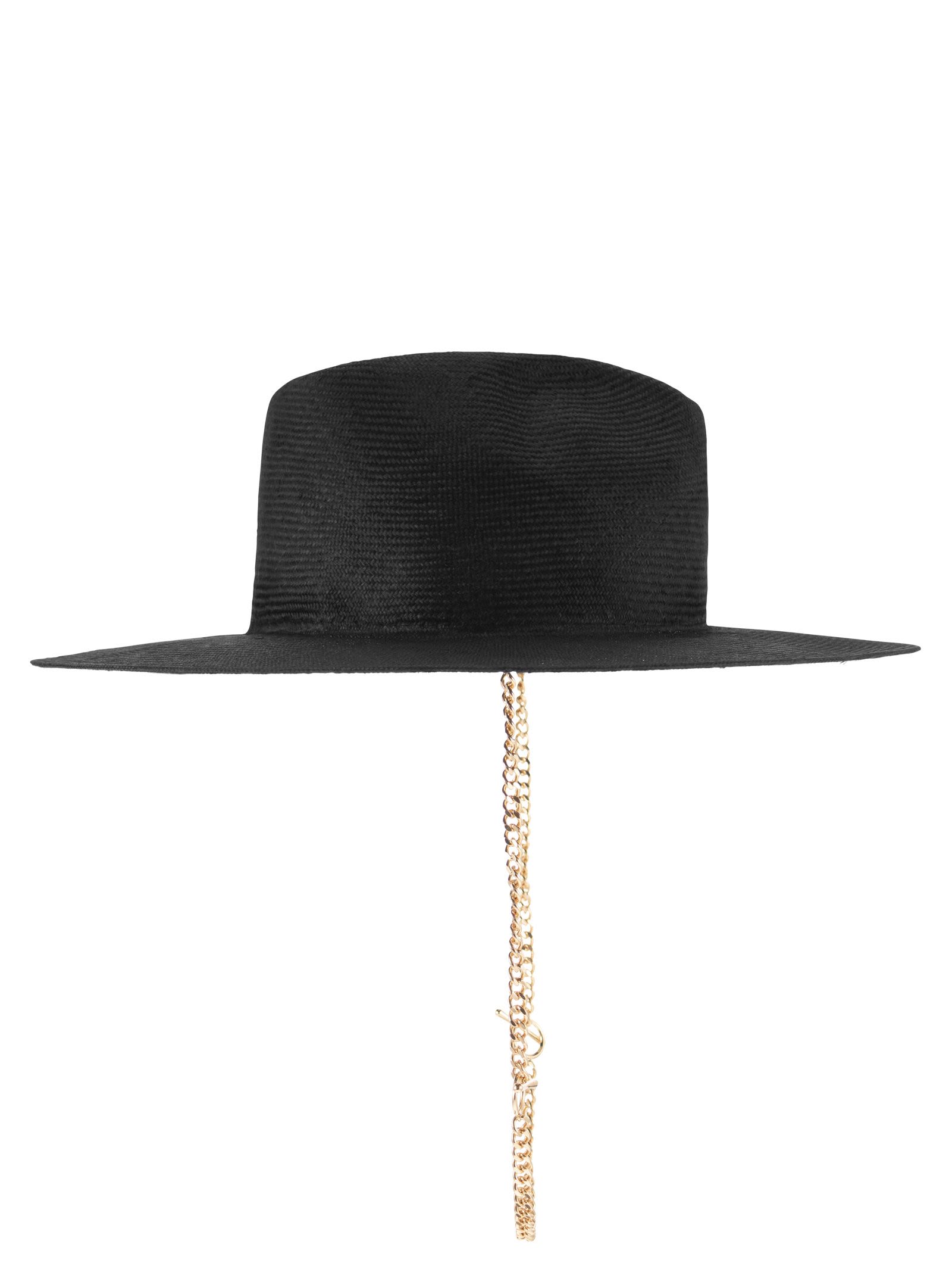 Shop Ruslan Baginskiy Fedora - Hat With Chain Strap In Black