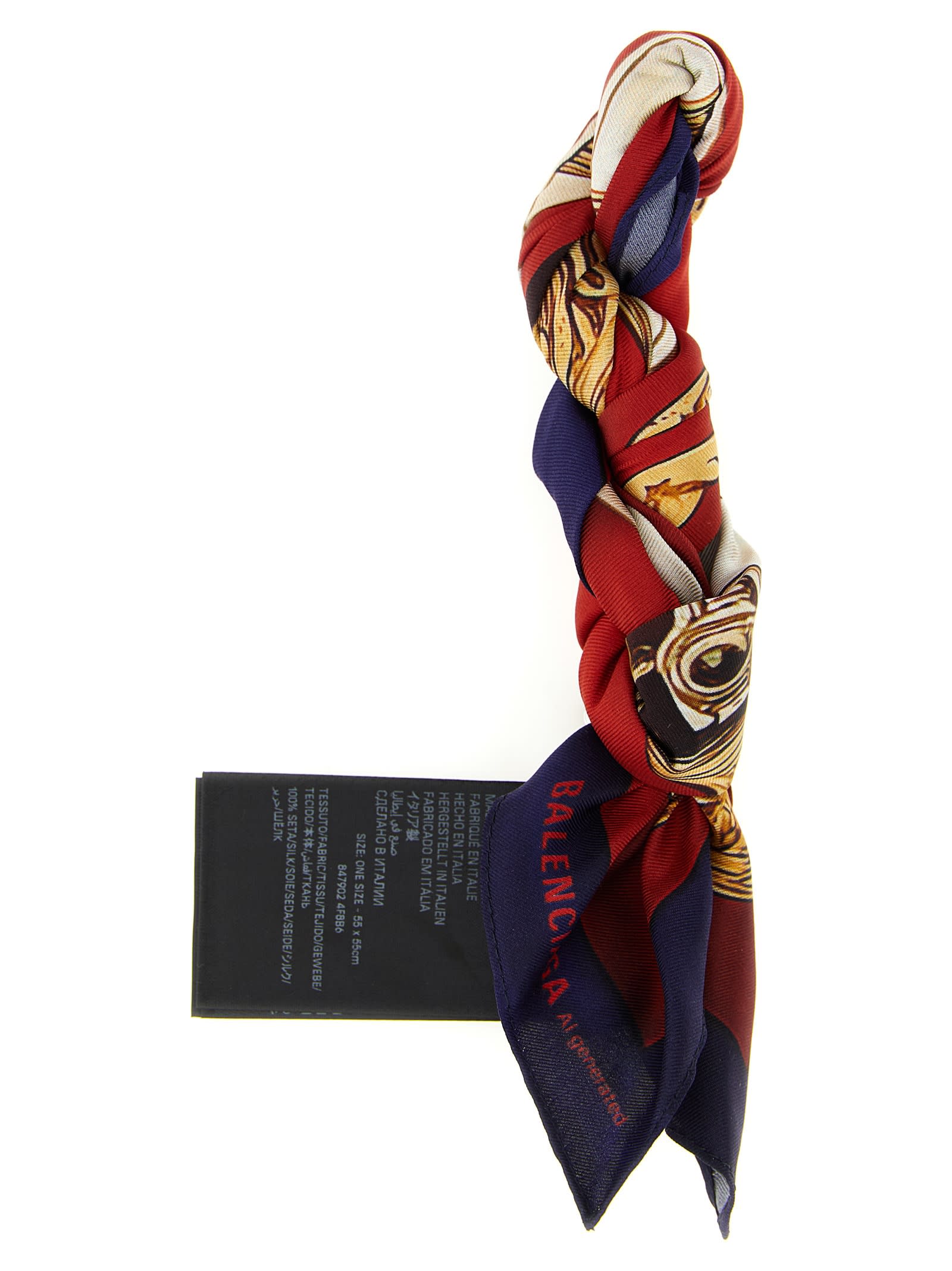 Balenciaga Twill Scarf With Bold Print Design In Multi