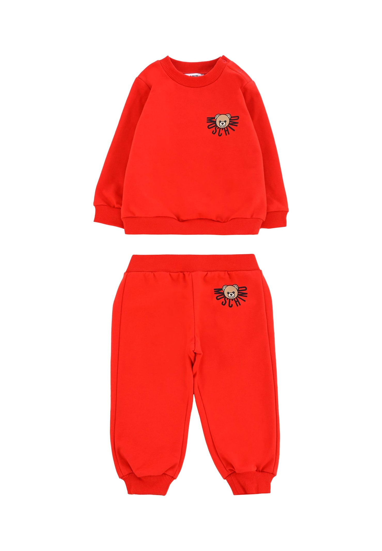 Moschino Red Suit For Babykids With Tedy Bear In Red