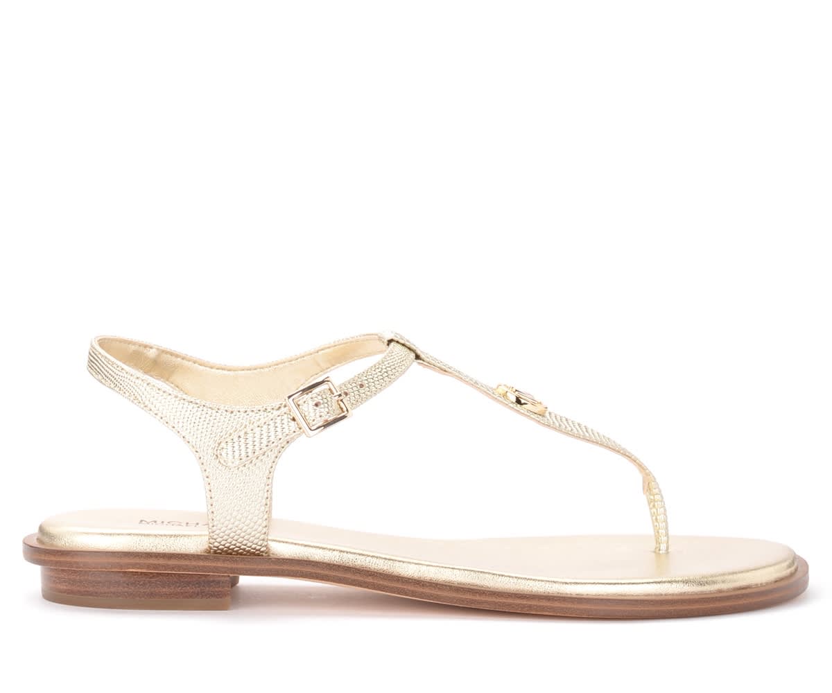 Michael Kors Mallory Sandals In Gold Laminated Leather